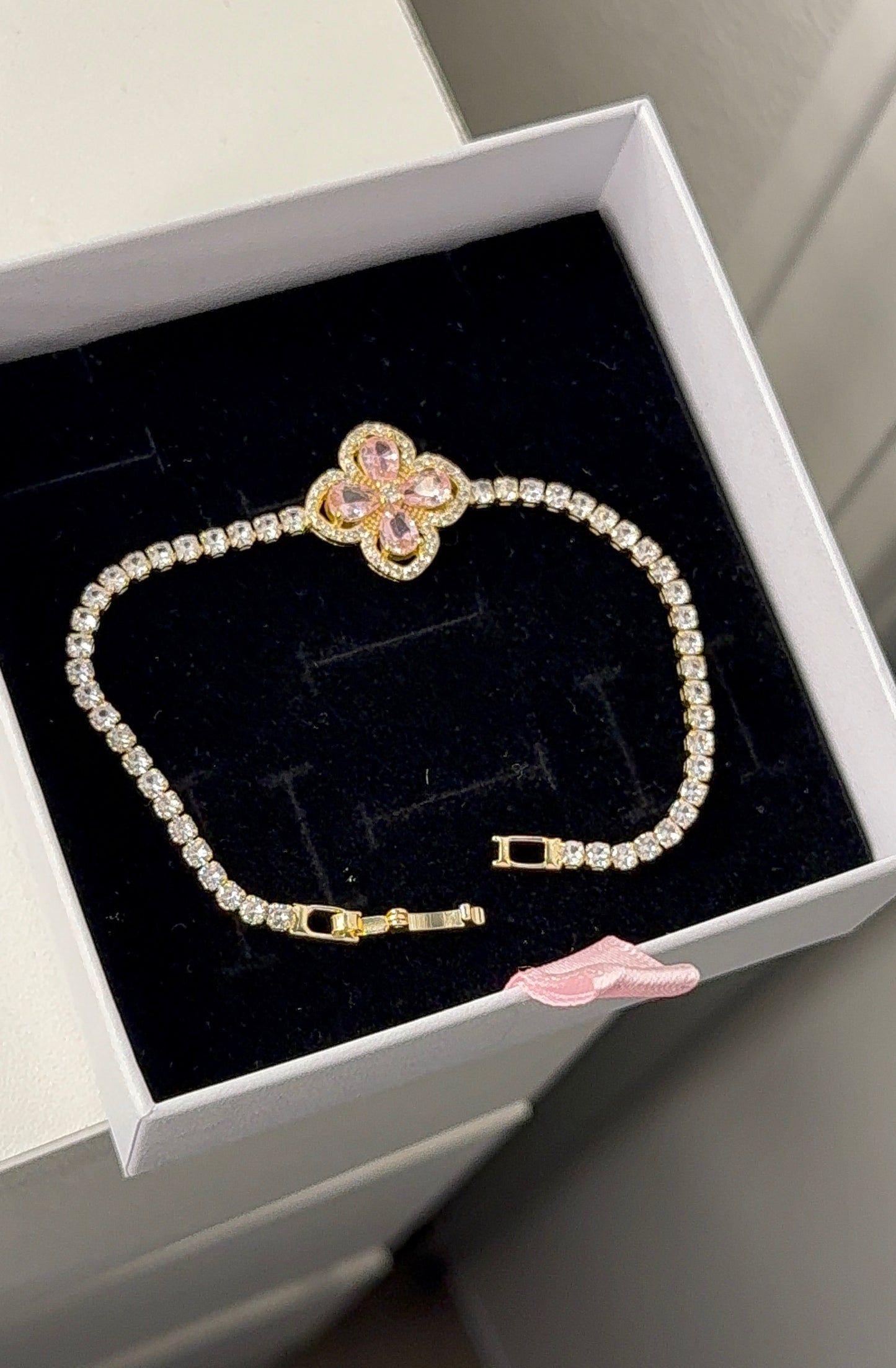 Pink clover bracelet