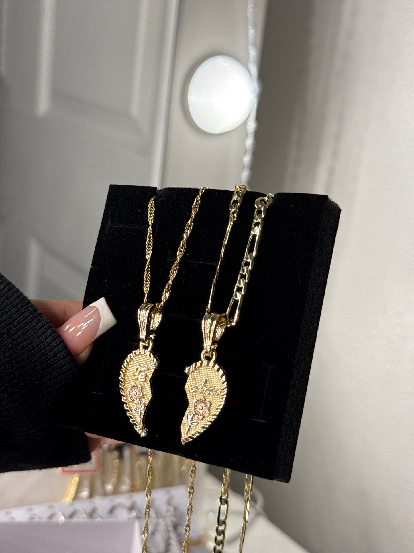 14K gold plated *Te Amo* heart pendant with necklaces set