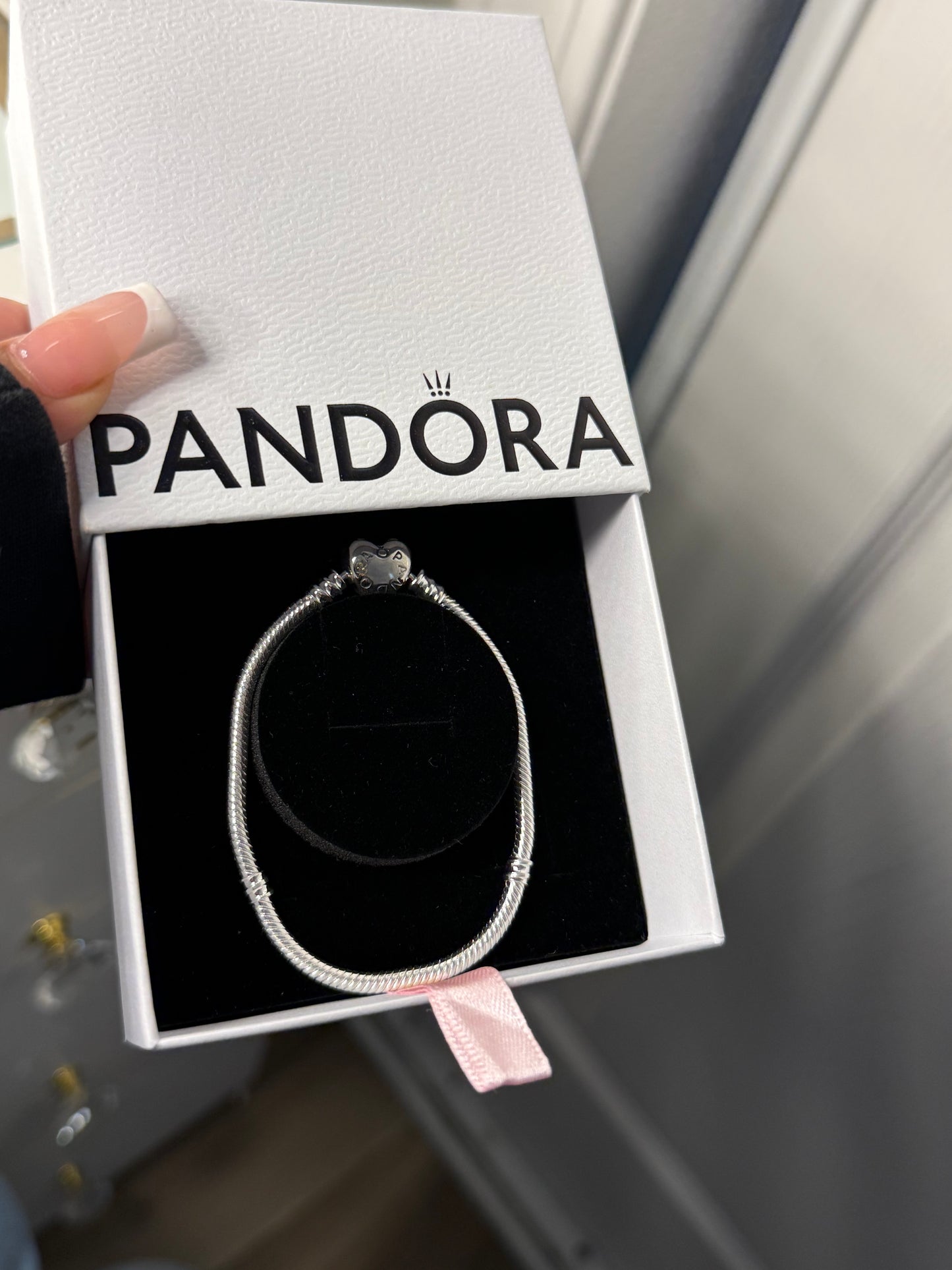 Silver plated charm bracelet with box