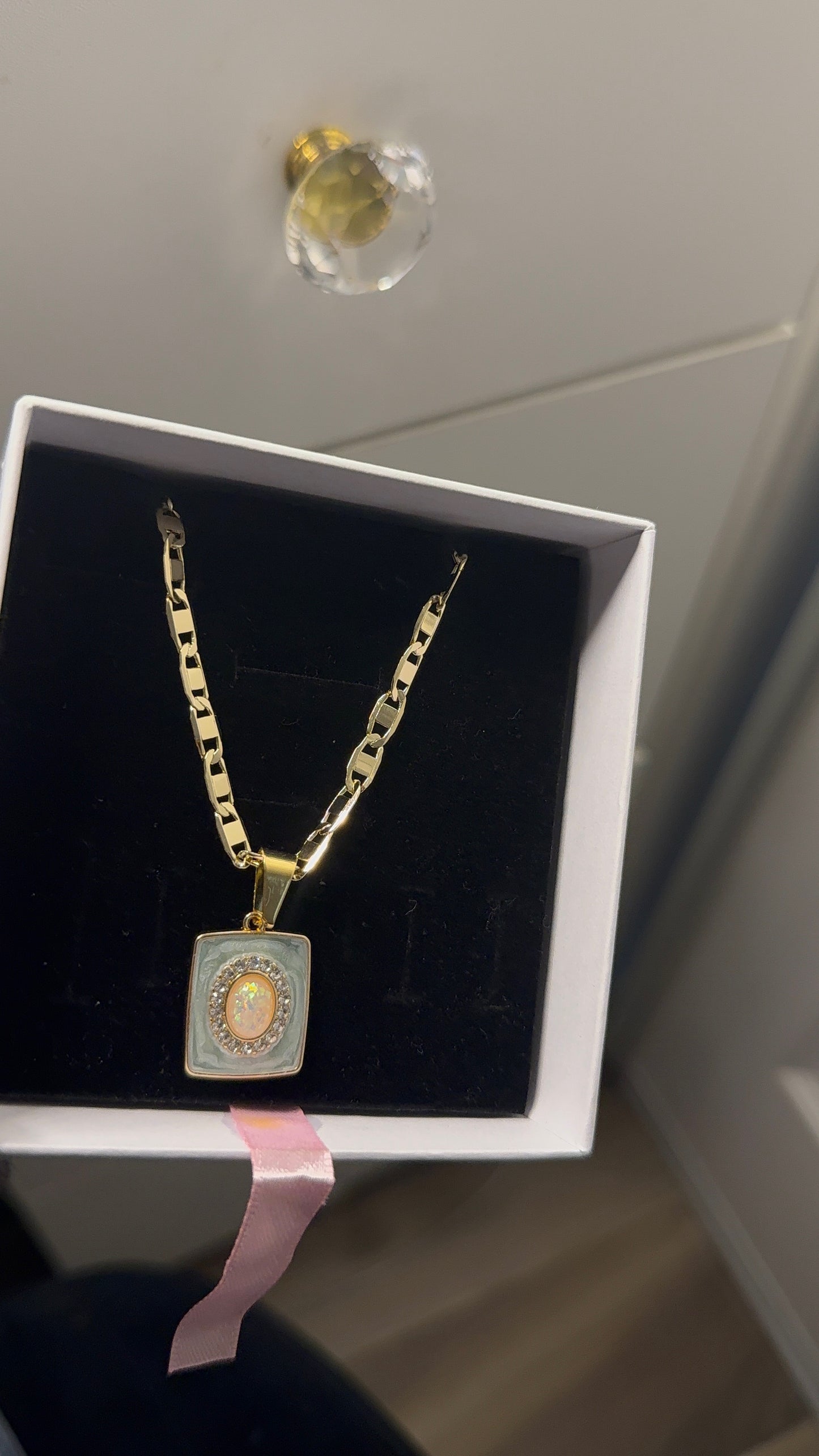 Gold plated vintage frame necklace