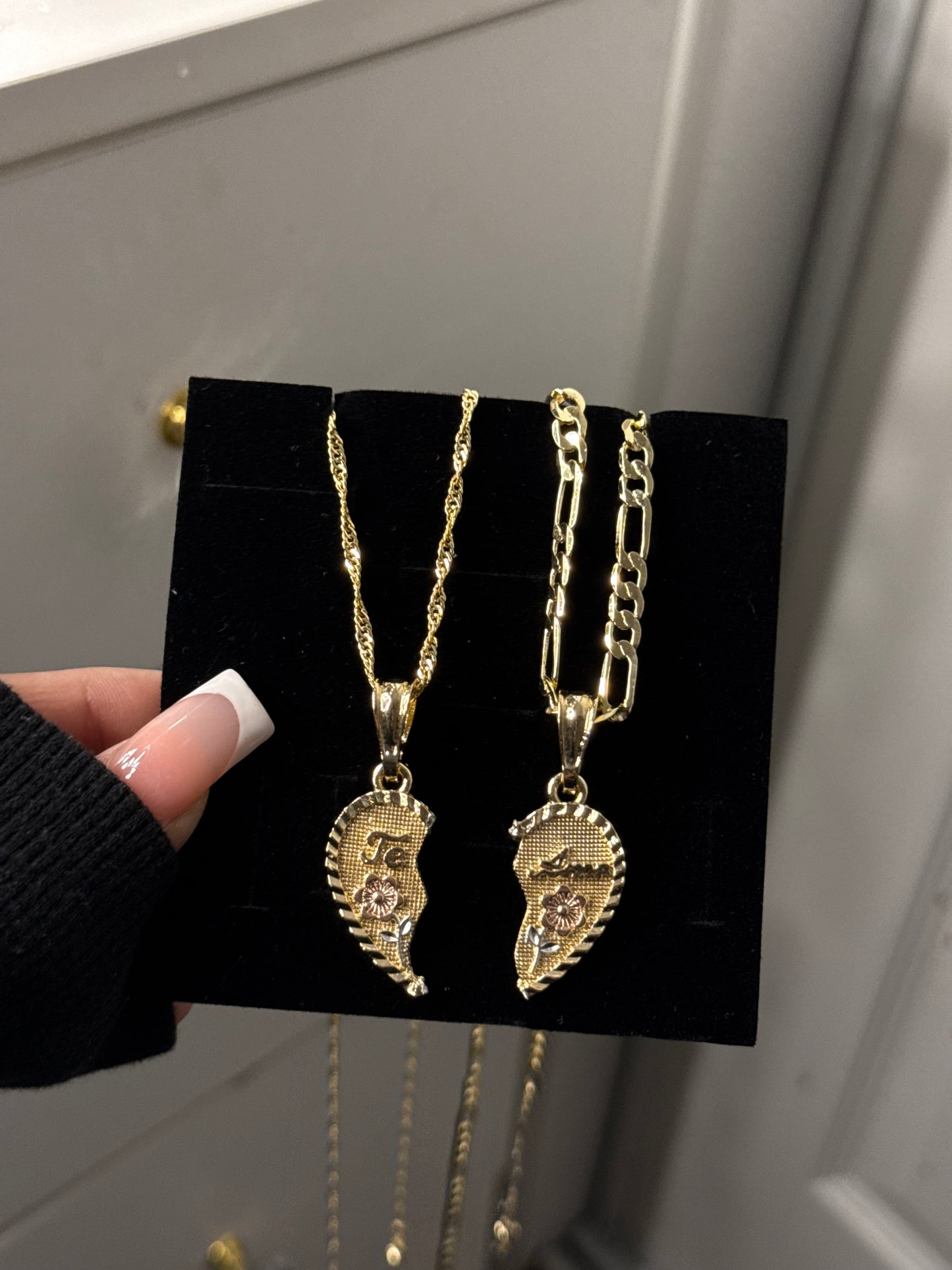 14K gold plated *Te Amo* heart pendant with necklaces set