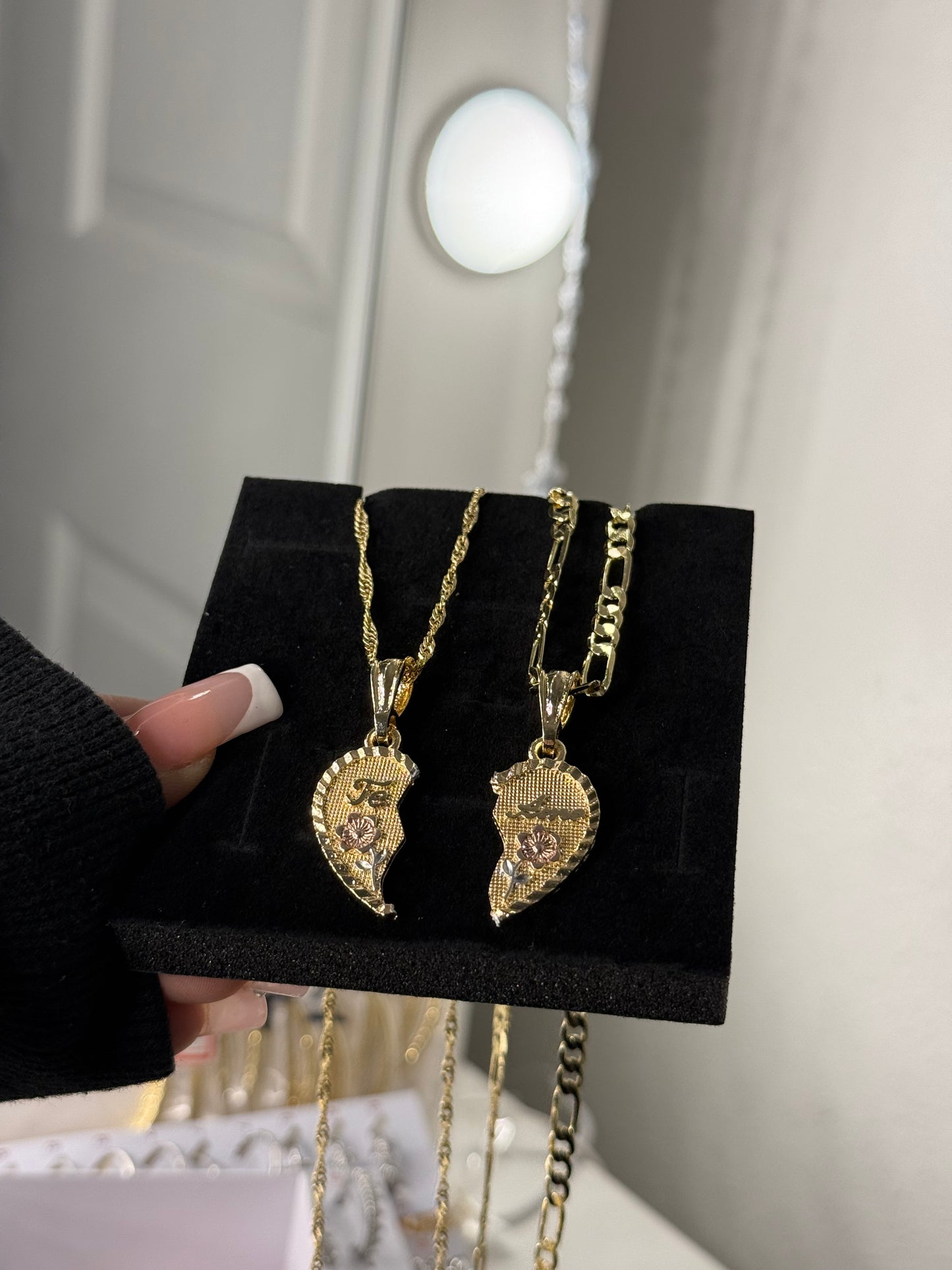 14K gold plated *Te Amo* heart pendant with necklaces set