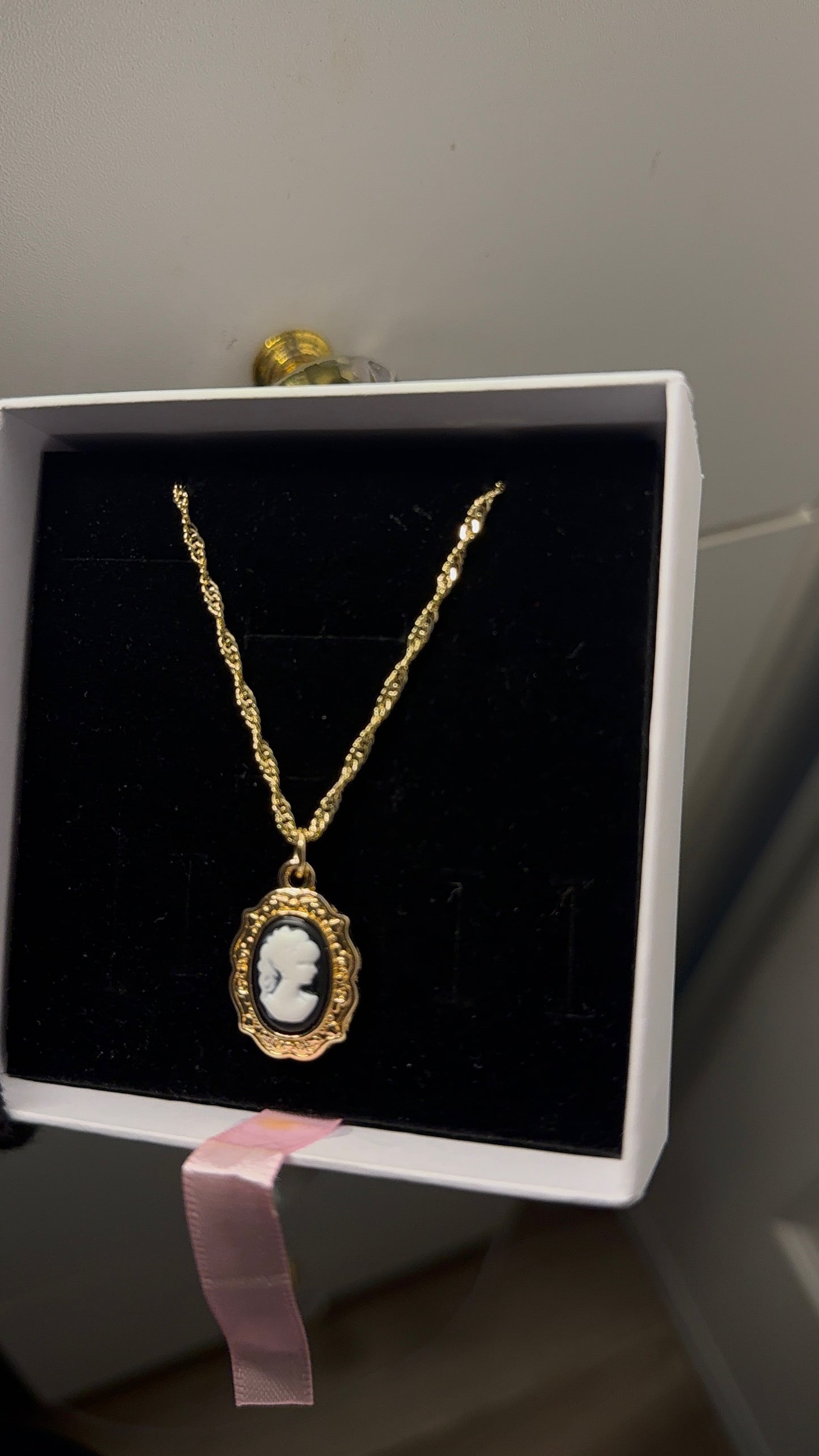 Vintage black cameo necklace