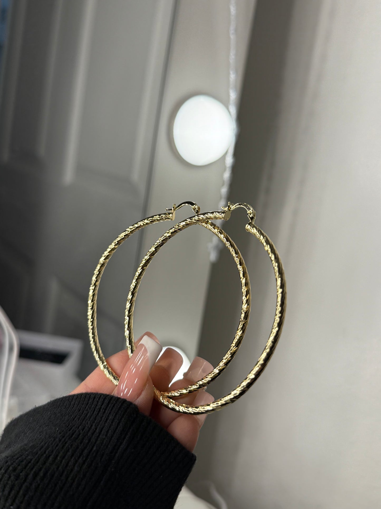Large 14K gold, plated hoop earrings