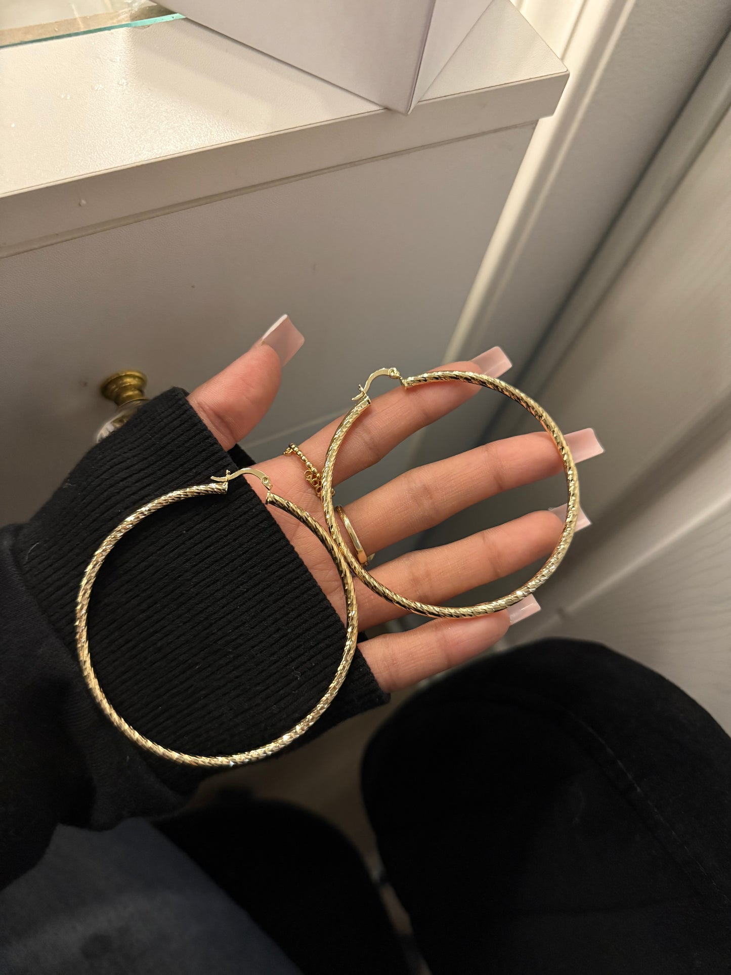 Large 14K gold, plated hoop earrings