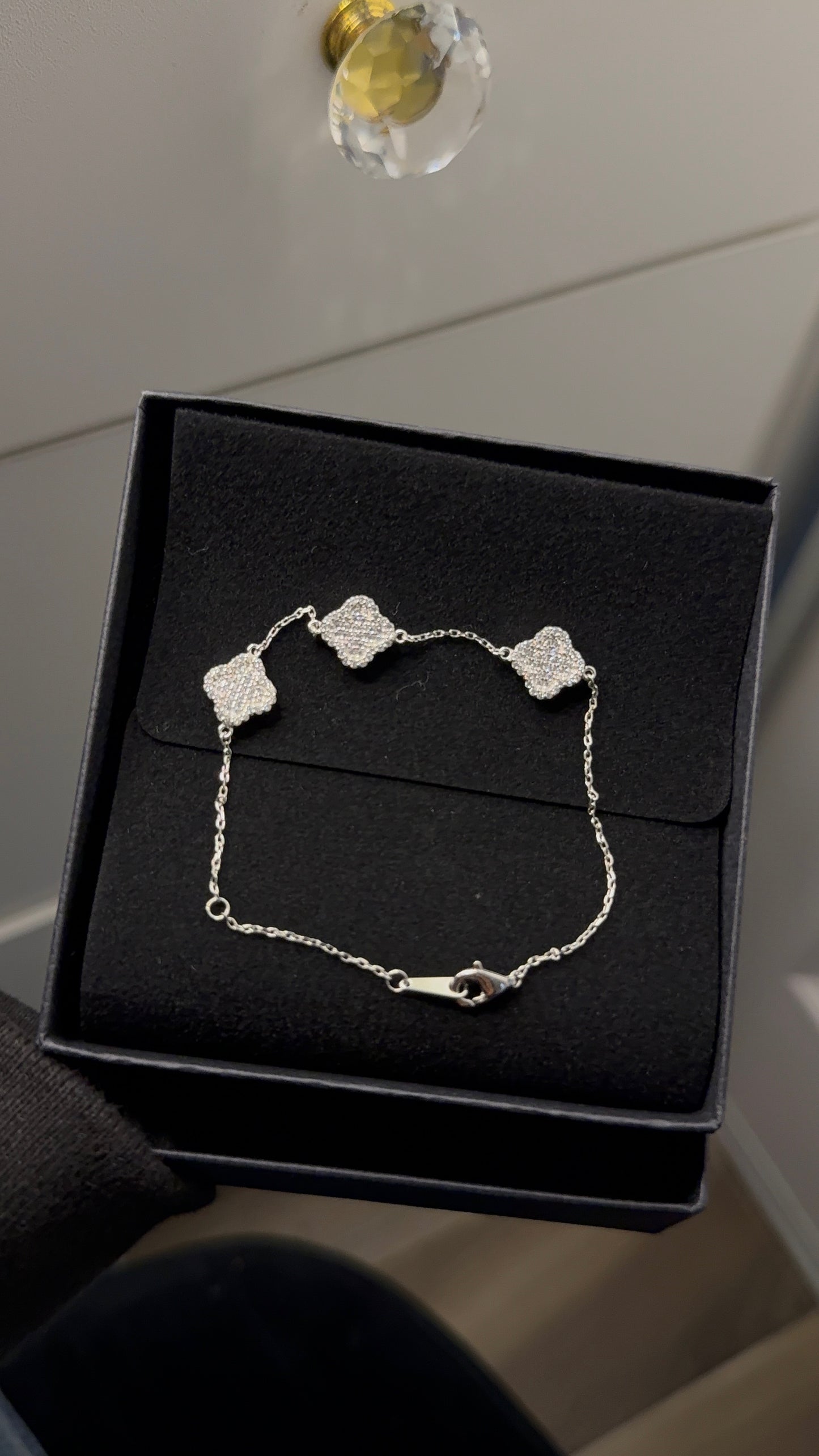 Real 925 sterling silver clover bracelet