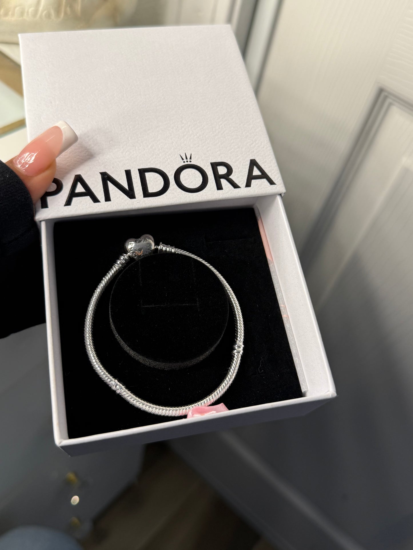 Silver plated charm bracelet with box