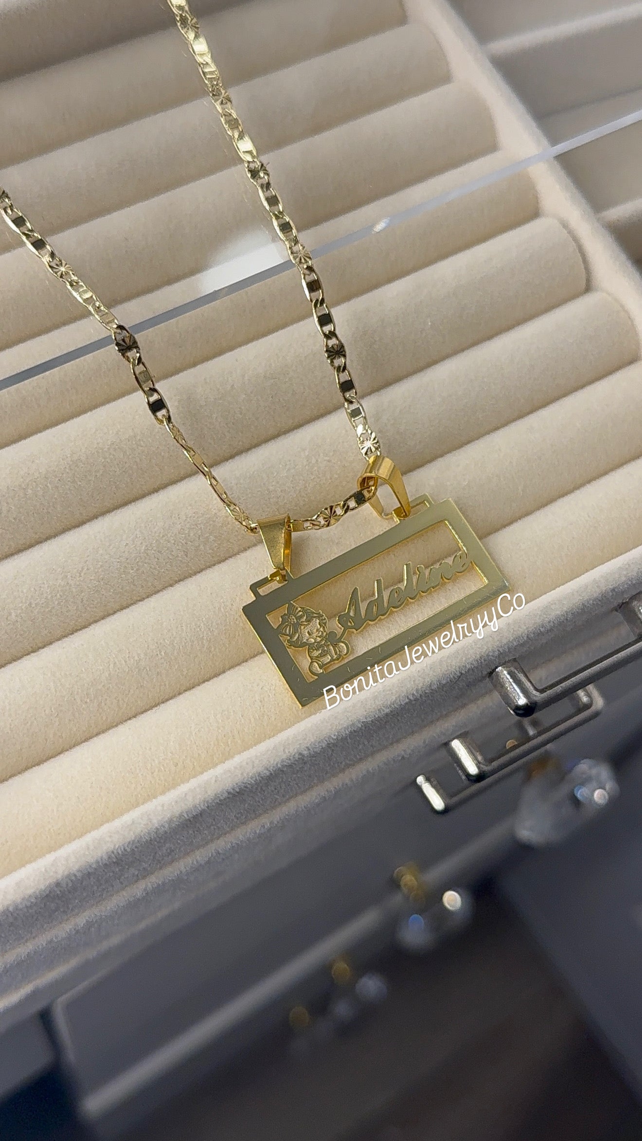 Fresita shortcake personalized name necklace