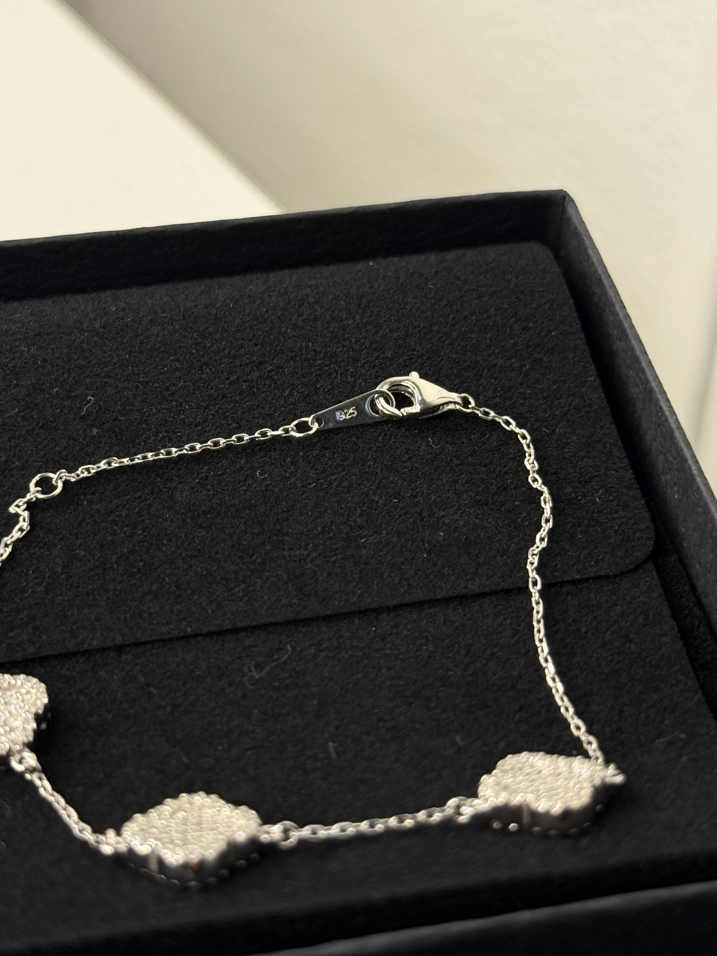 Real 925 sterling silver clover bracelet