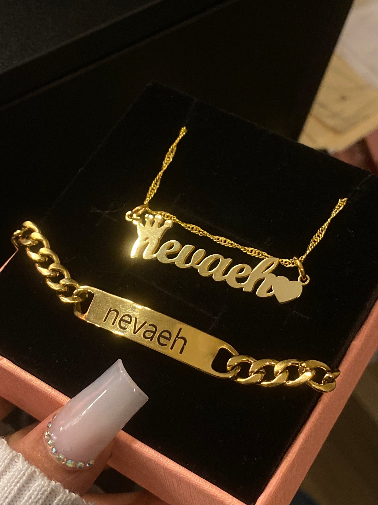 Personalized name necklace & bracelet set