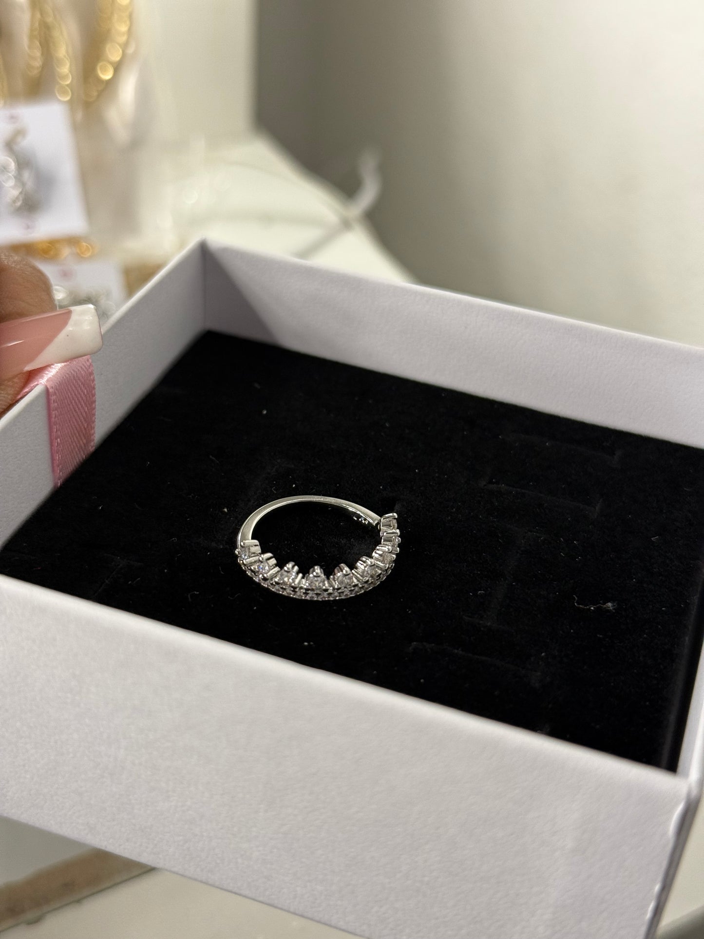 Silver plated tiara ring (size 6,7,8,9 available )