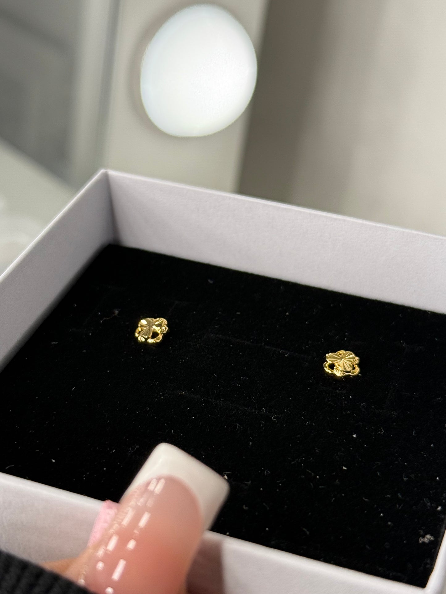 Gold plated, mini clover earrings