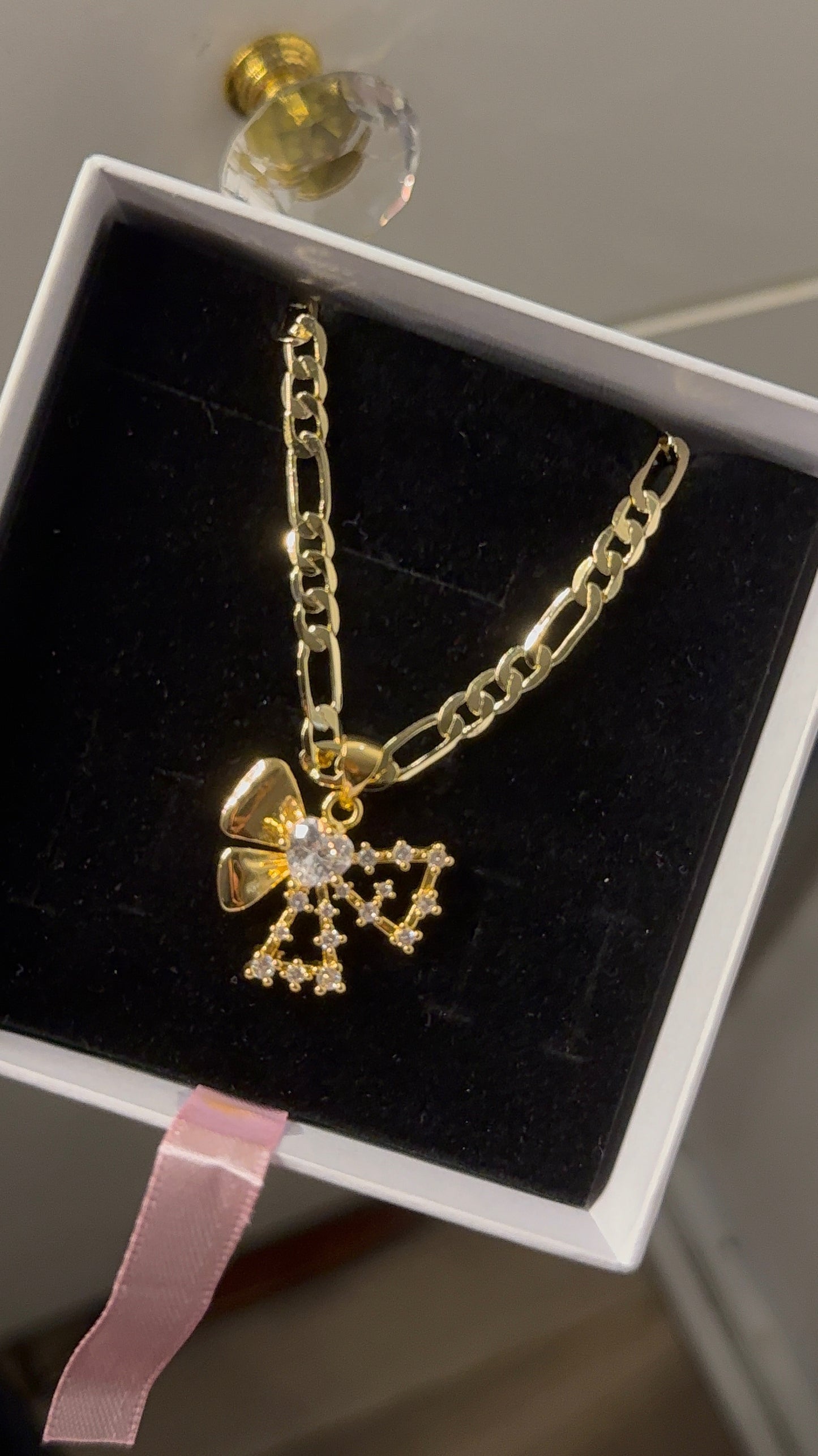14k gold plated coquette bow necklace