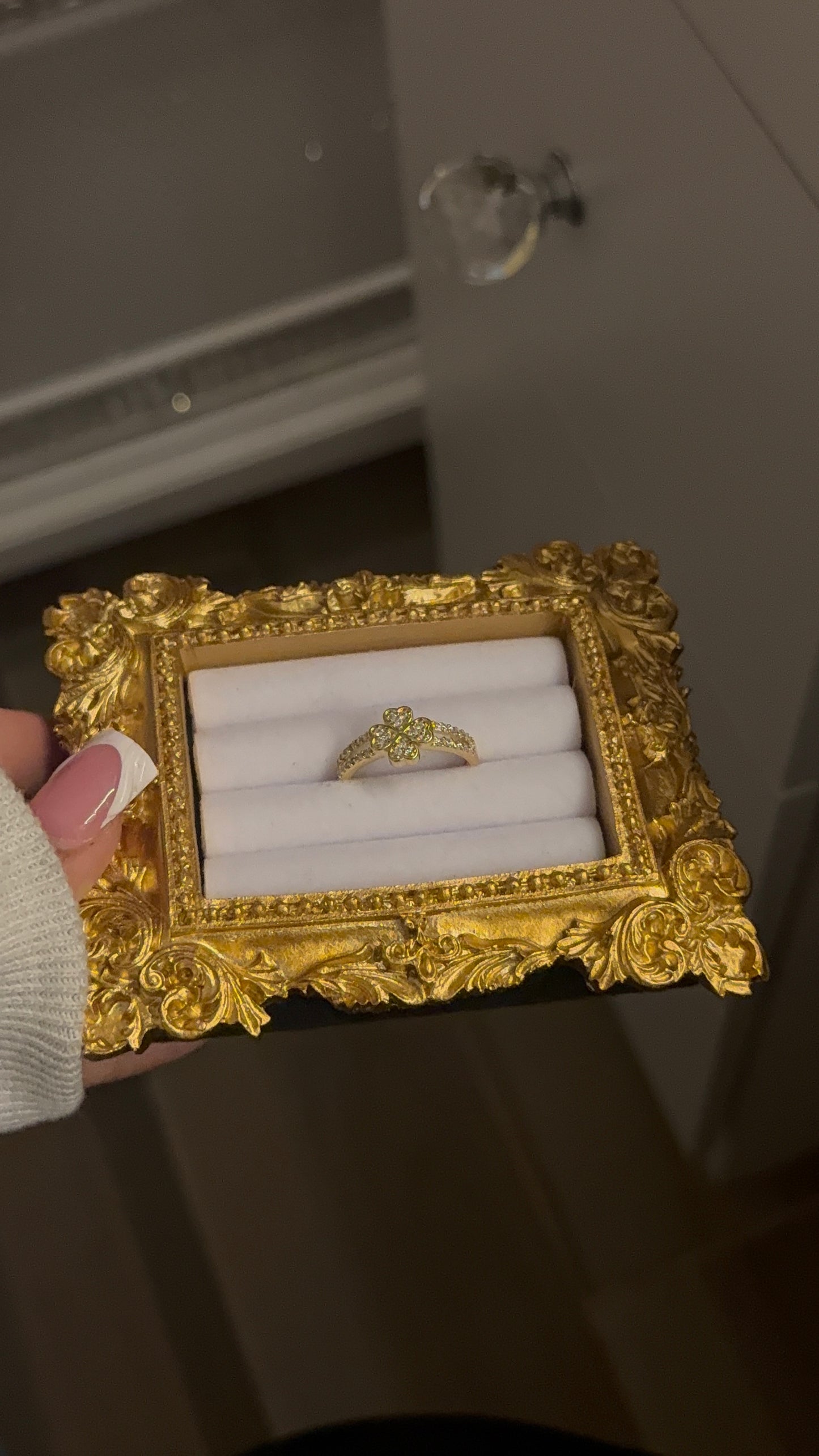 Adjustable Gold clover ring
