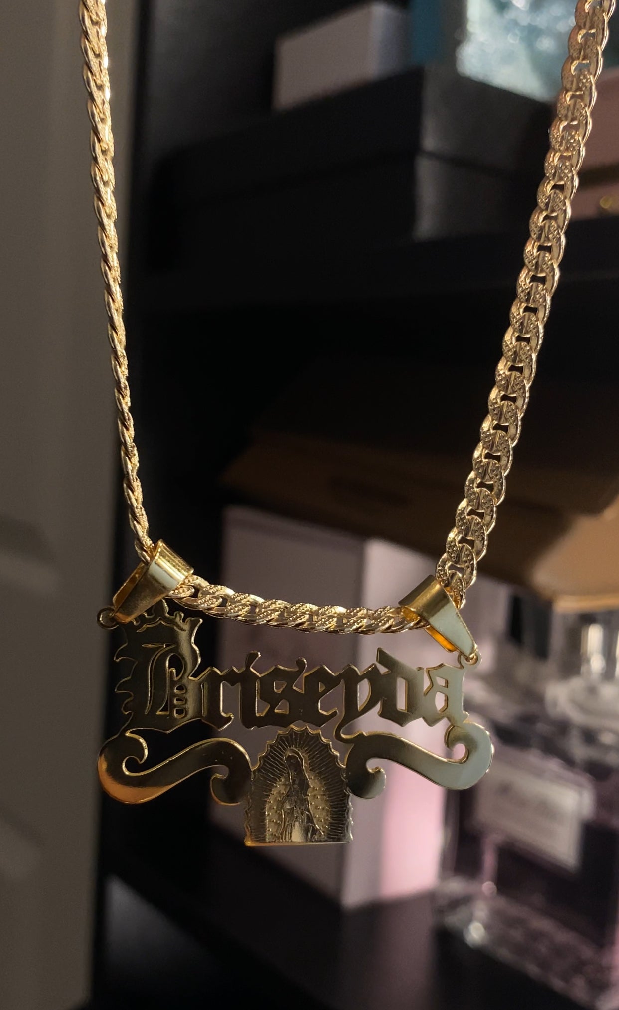 14K gold plated stainless steel personalized virgencita name necklace 