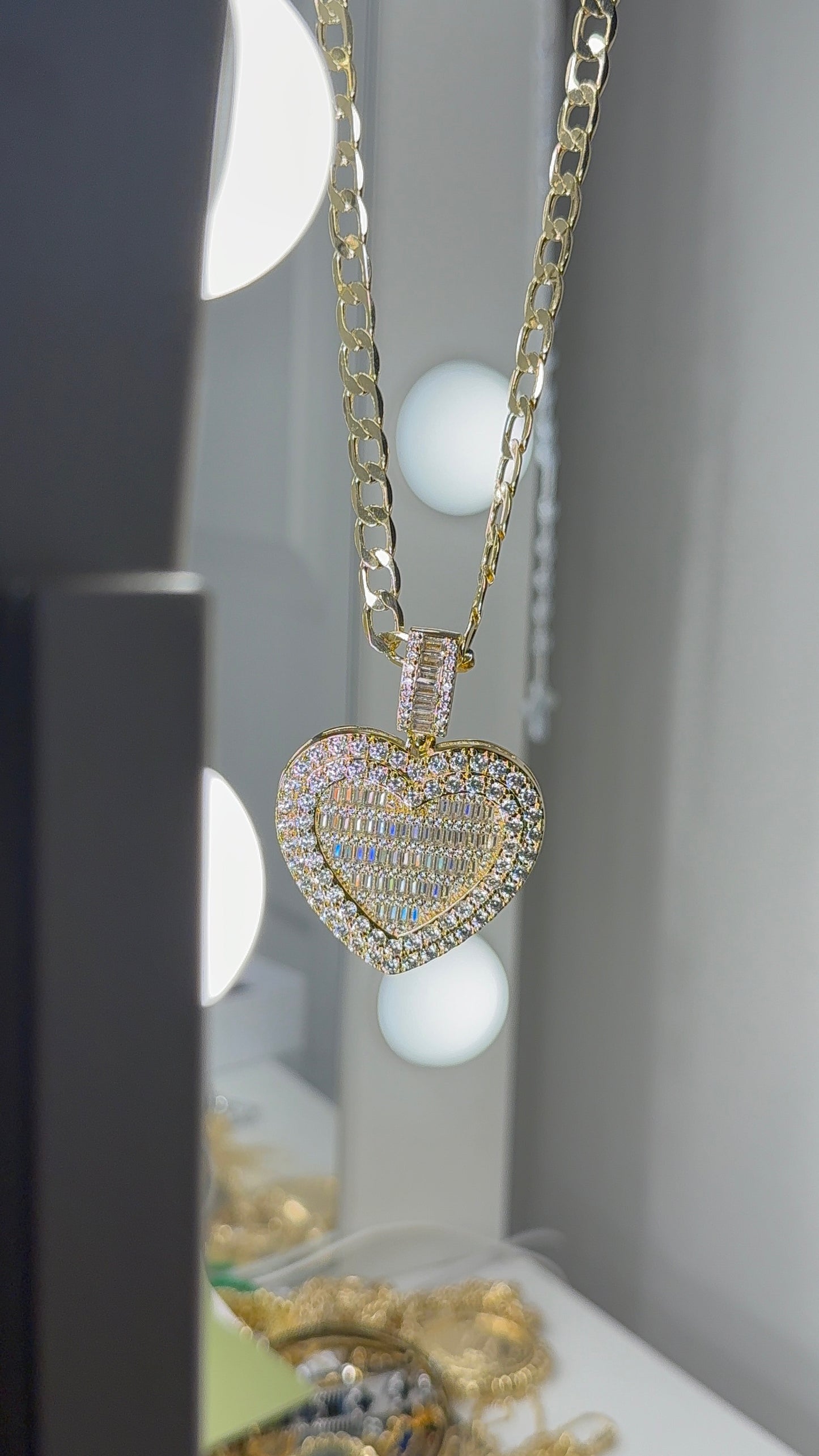 Blinged heart pendant with chain