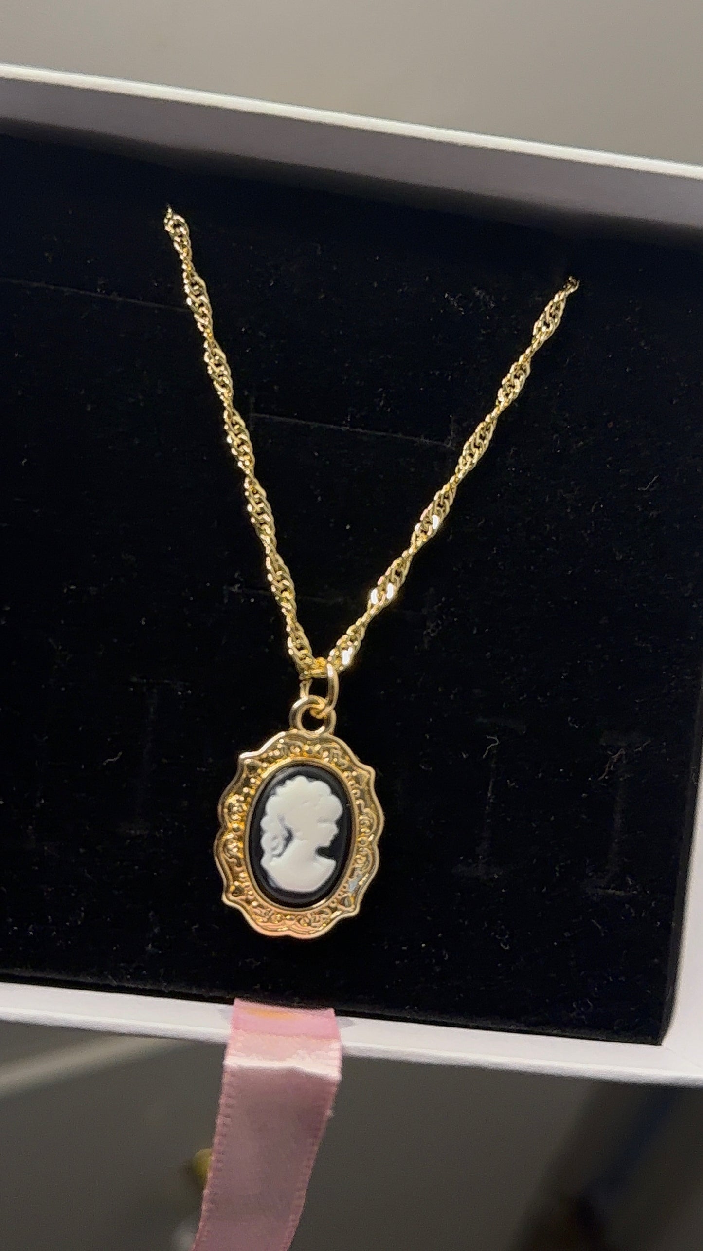 Vintage black cameo necklace