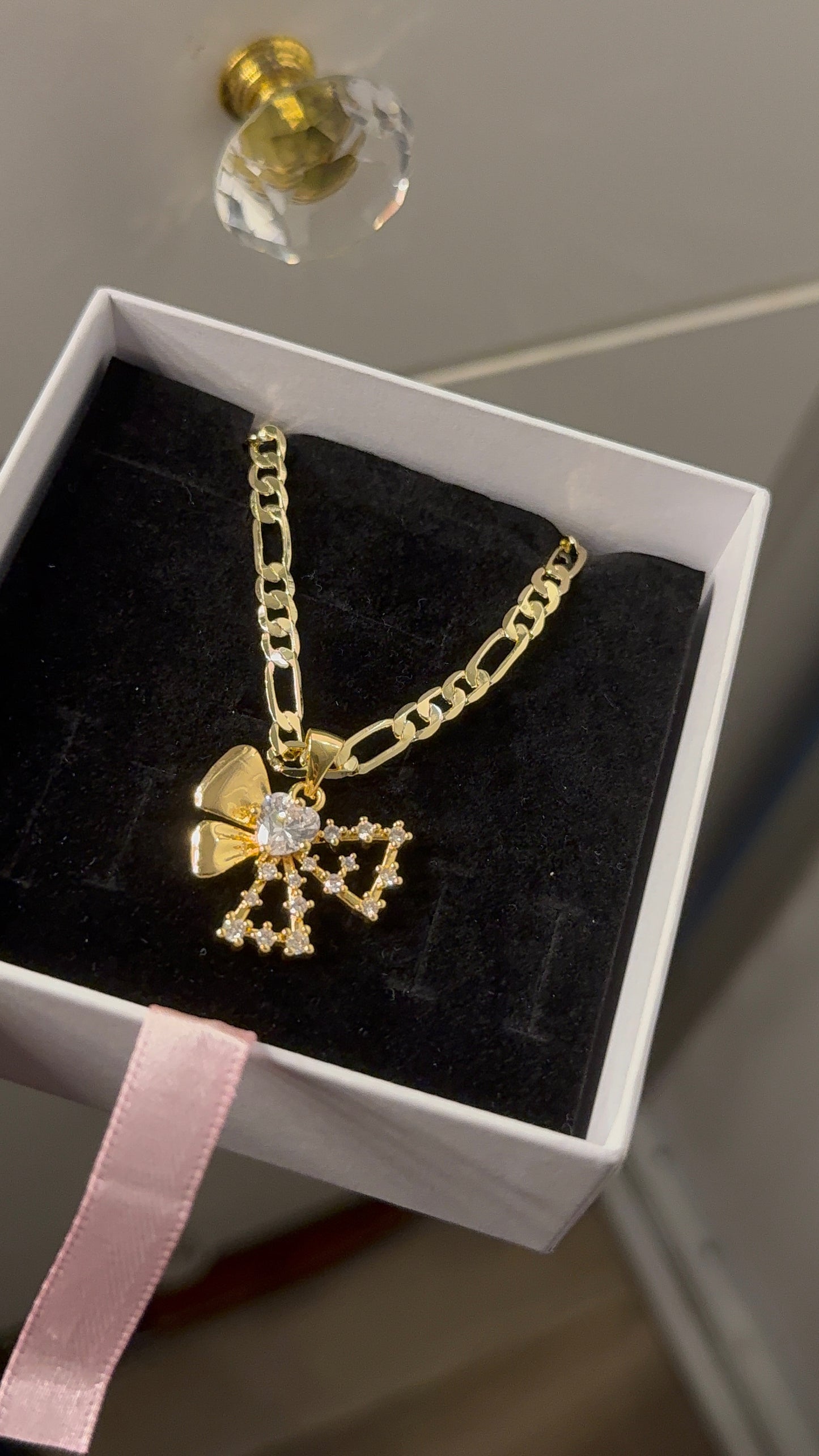 14k gold plated coquette bow necklace