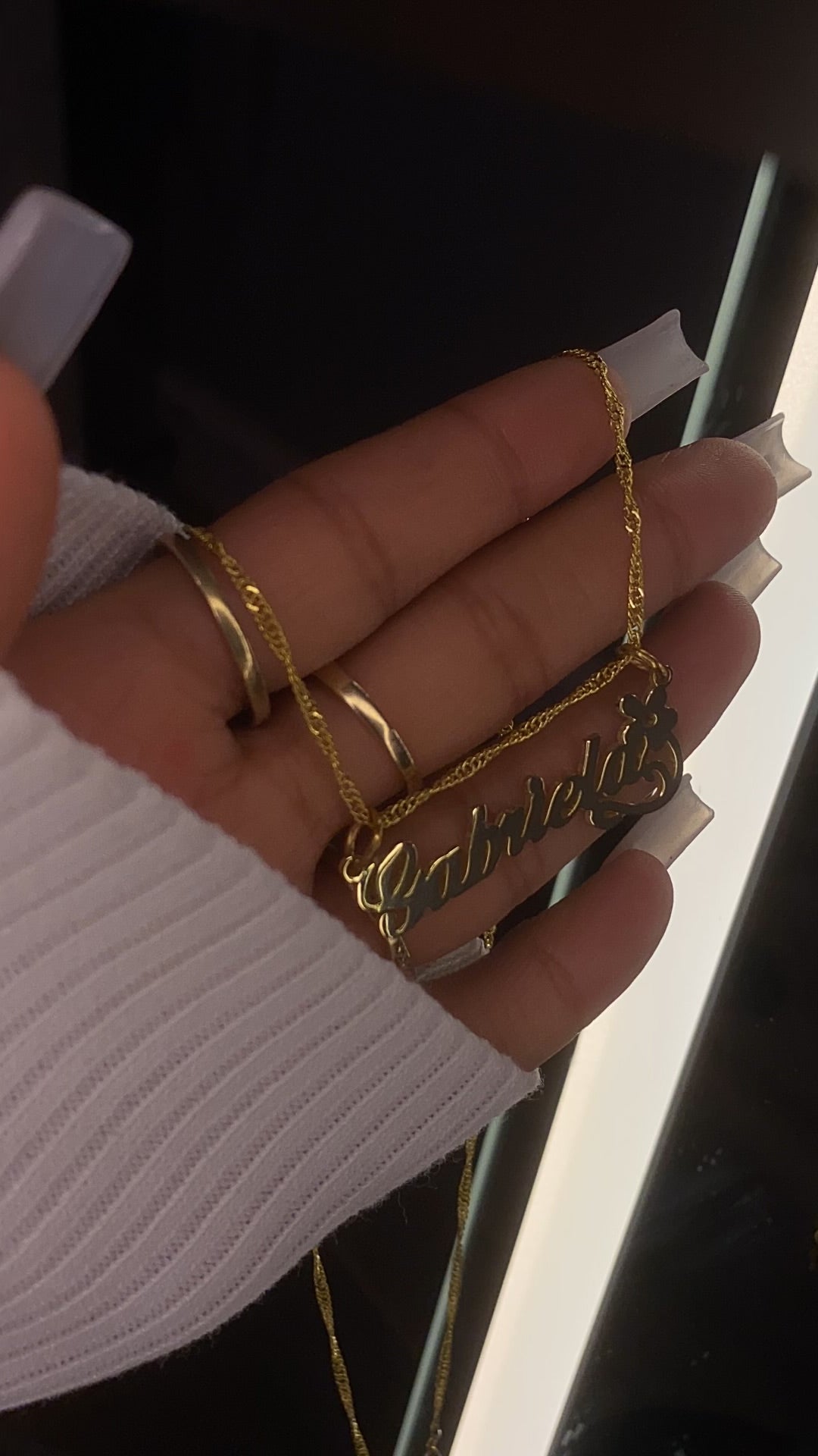 14K gold plated flower, personalized name necklace