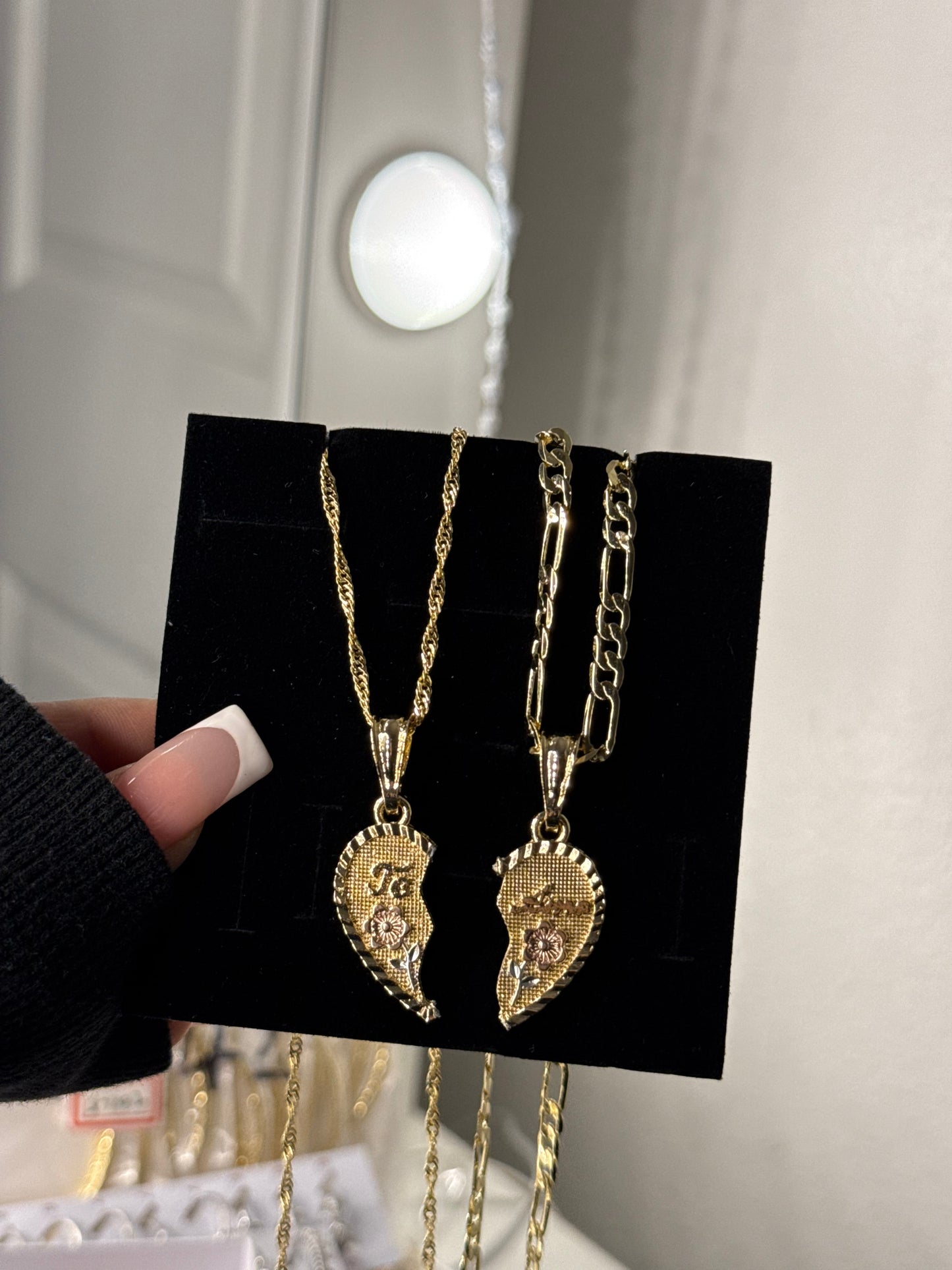 14K gold plated *Te Amo* heart pendant with necklaces set