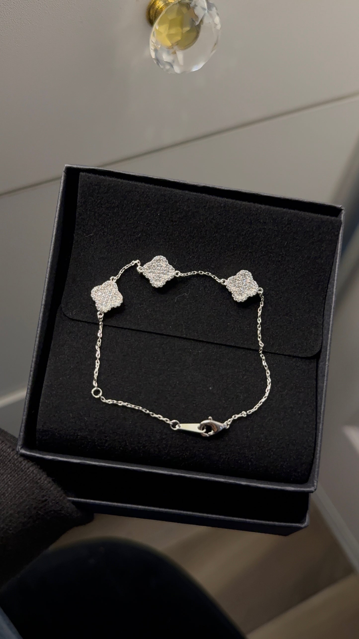 Real 925 sterling silver clover bracelet