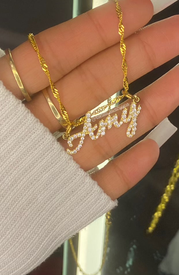 14K gold plated & stainless steel personalized name necklace