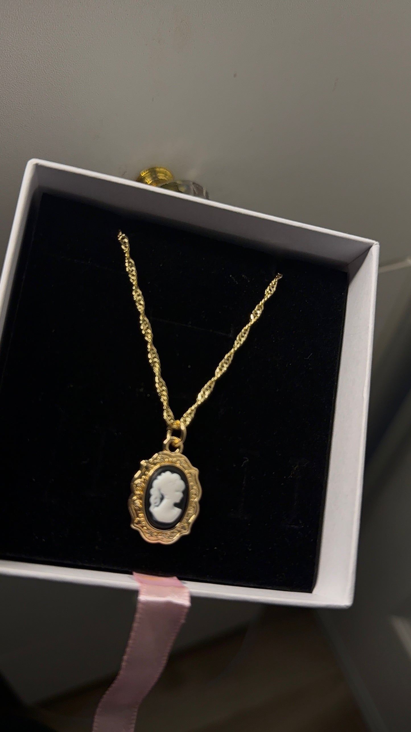 Vintage black cameo necklace