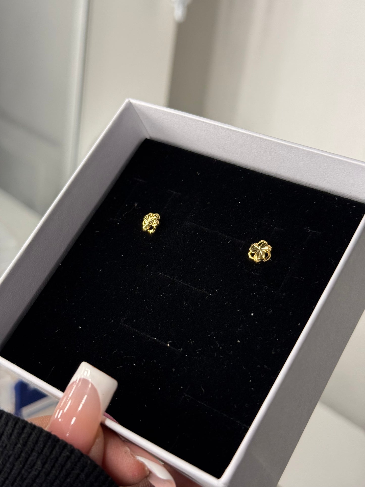 Gold plated, mini clover earrings