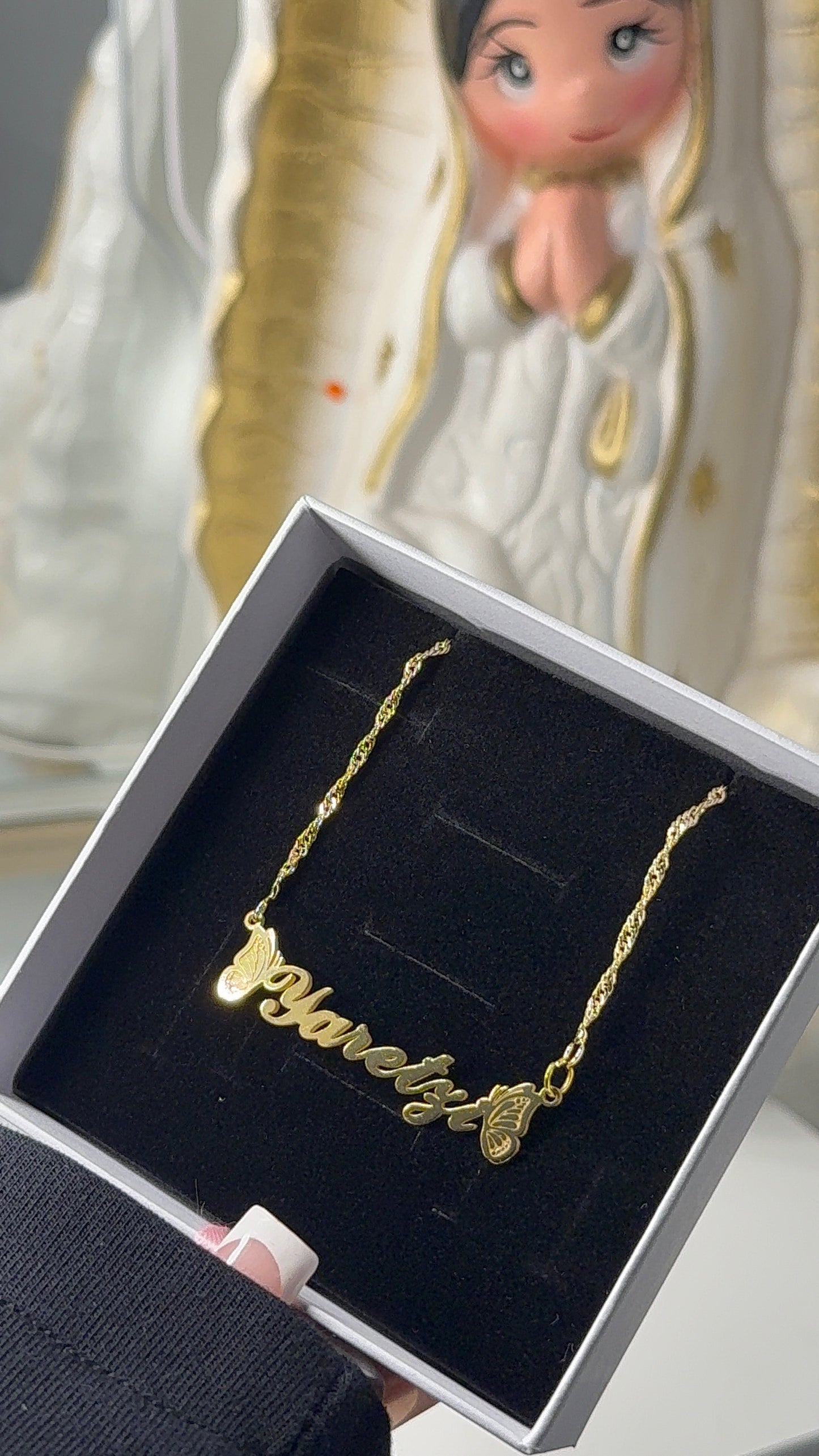Personalized butterfly name necklace