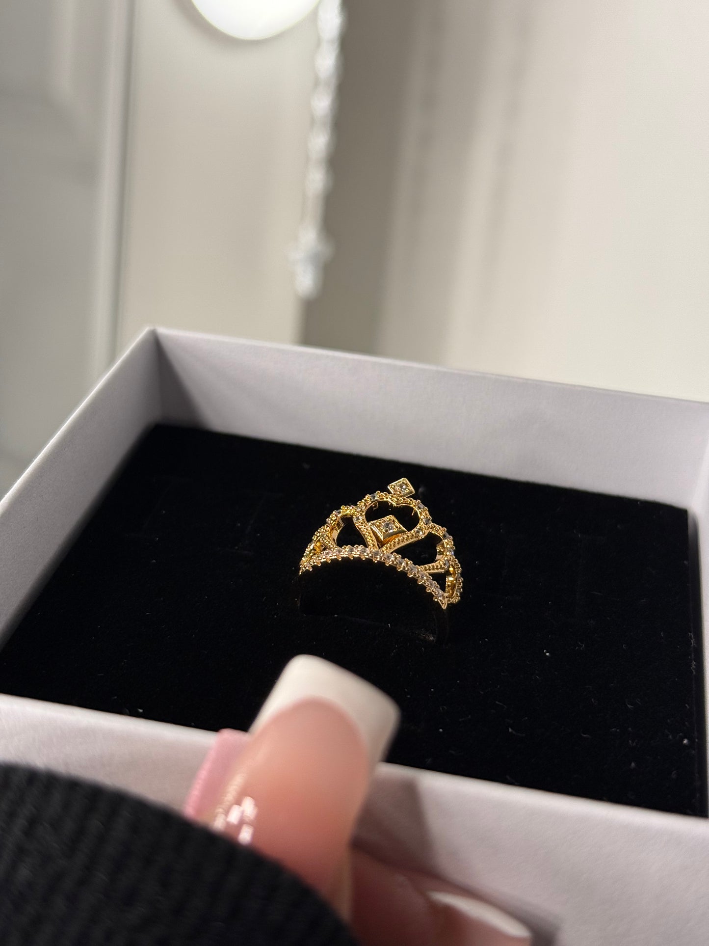 Gold plated crown ring (size 7 and 8 available)