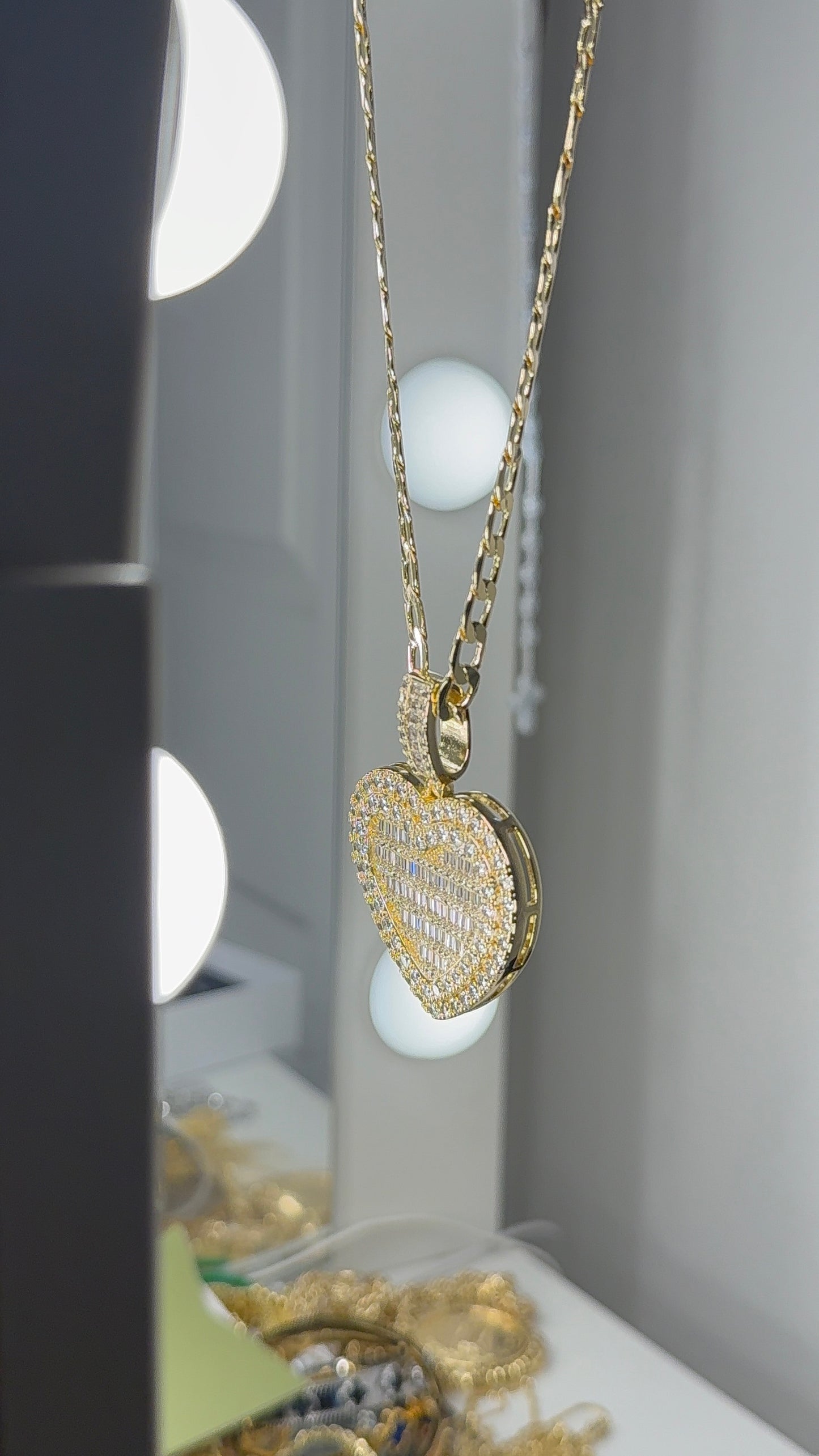 Blinged heart pendant with chain