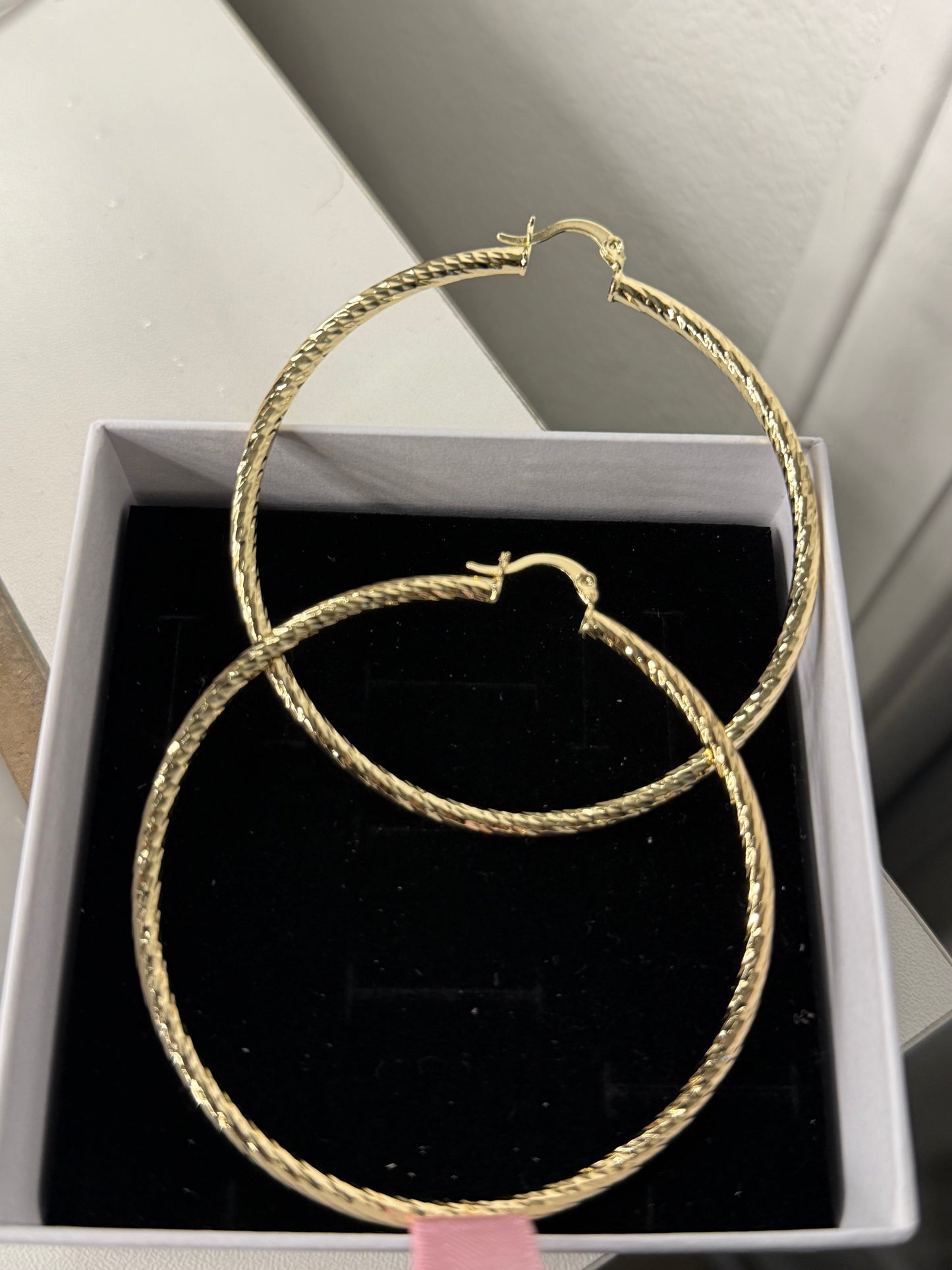 Large 14K gold, plated hoop earrings