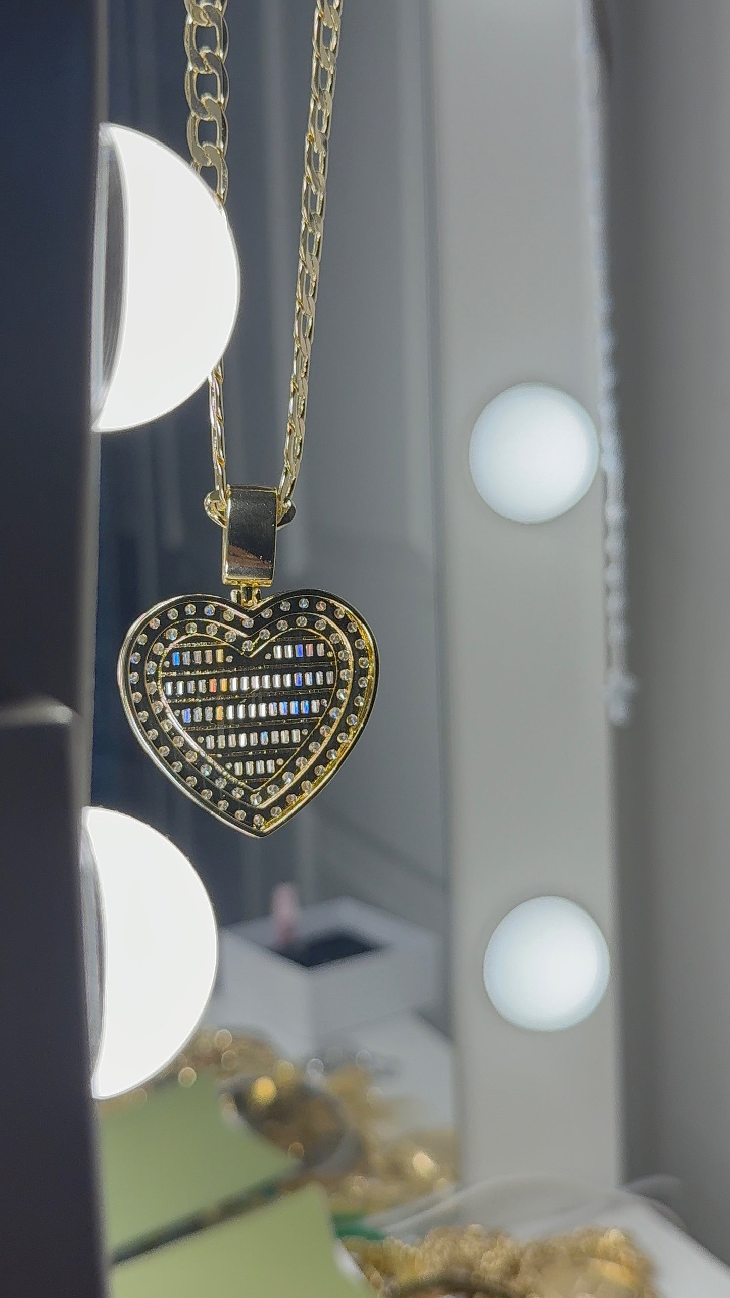 Blinged heart pendant with chain