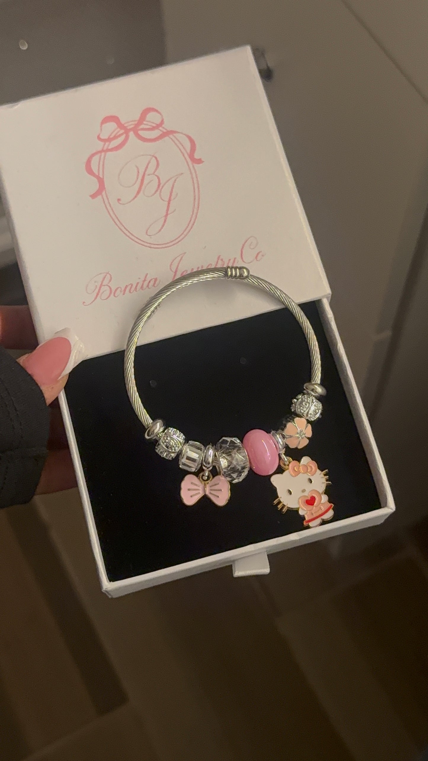 Silver coquette charm bracelet🎀