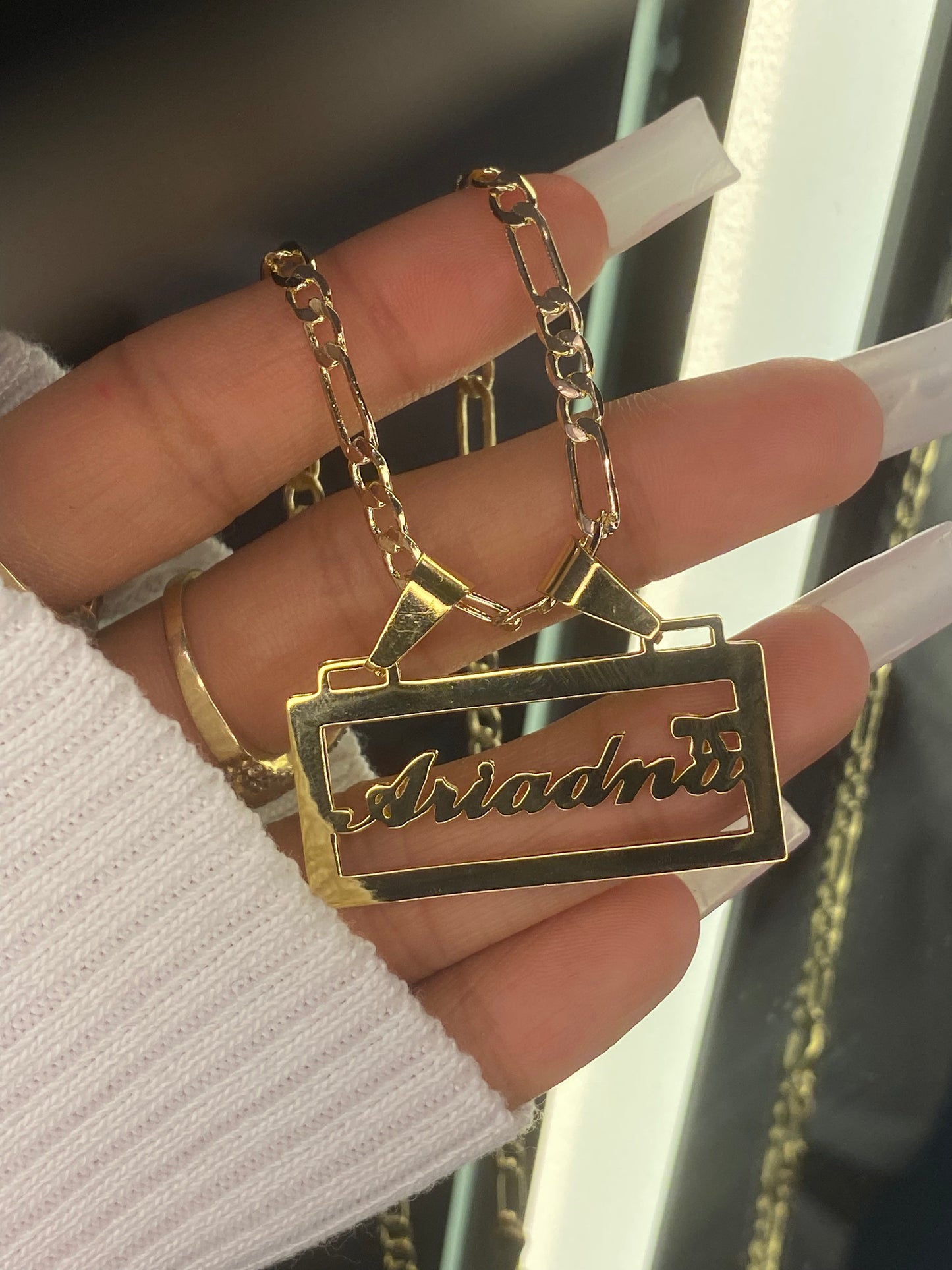 14K gold plated personalized bow🎀name necklace