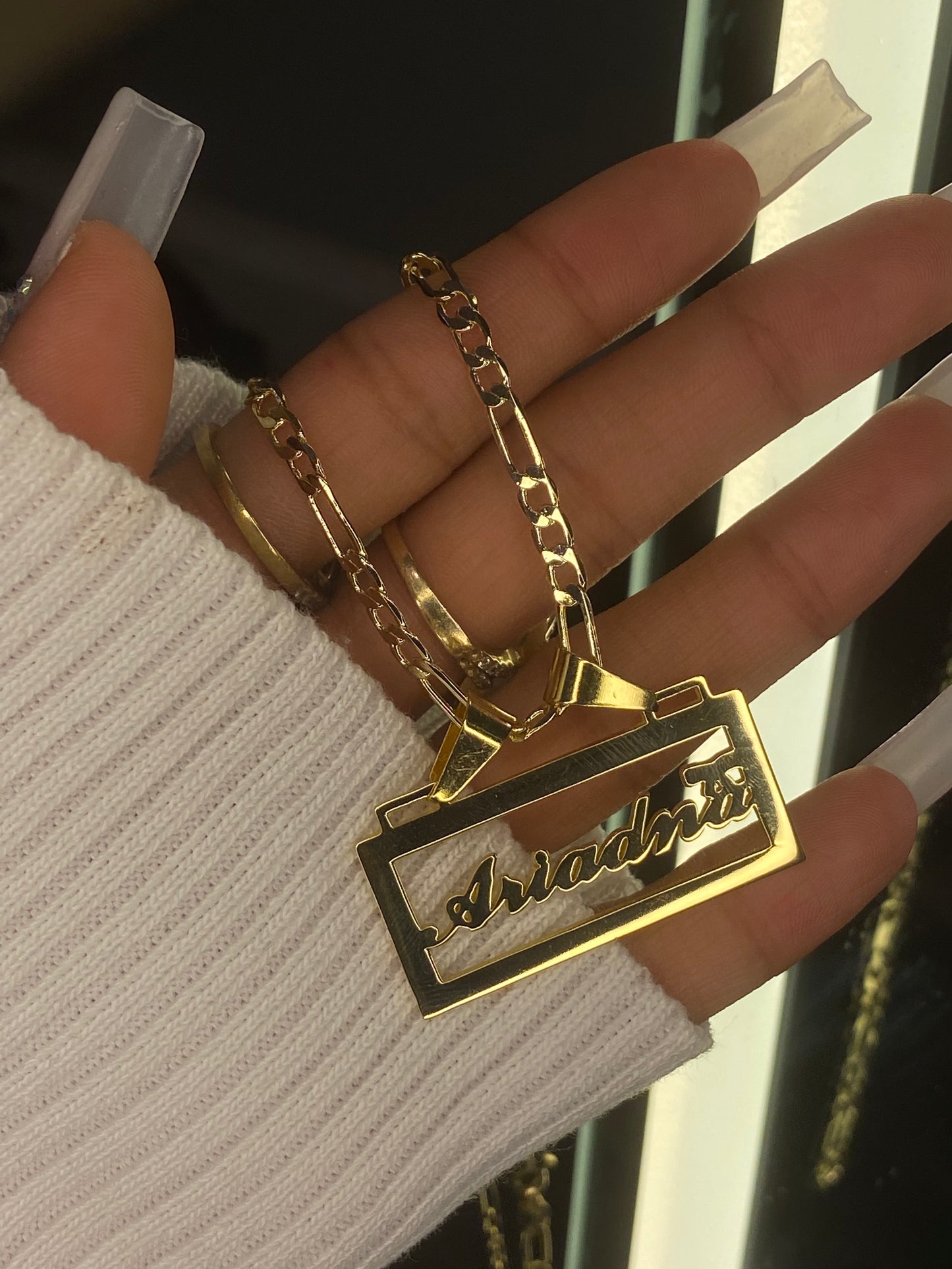 14K gold plated personalized bow🎀name necklace