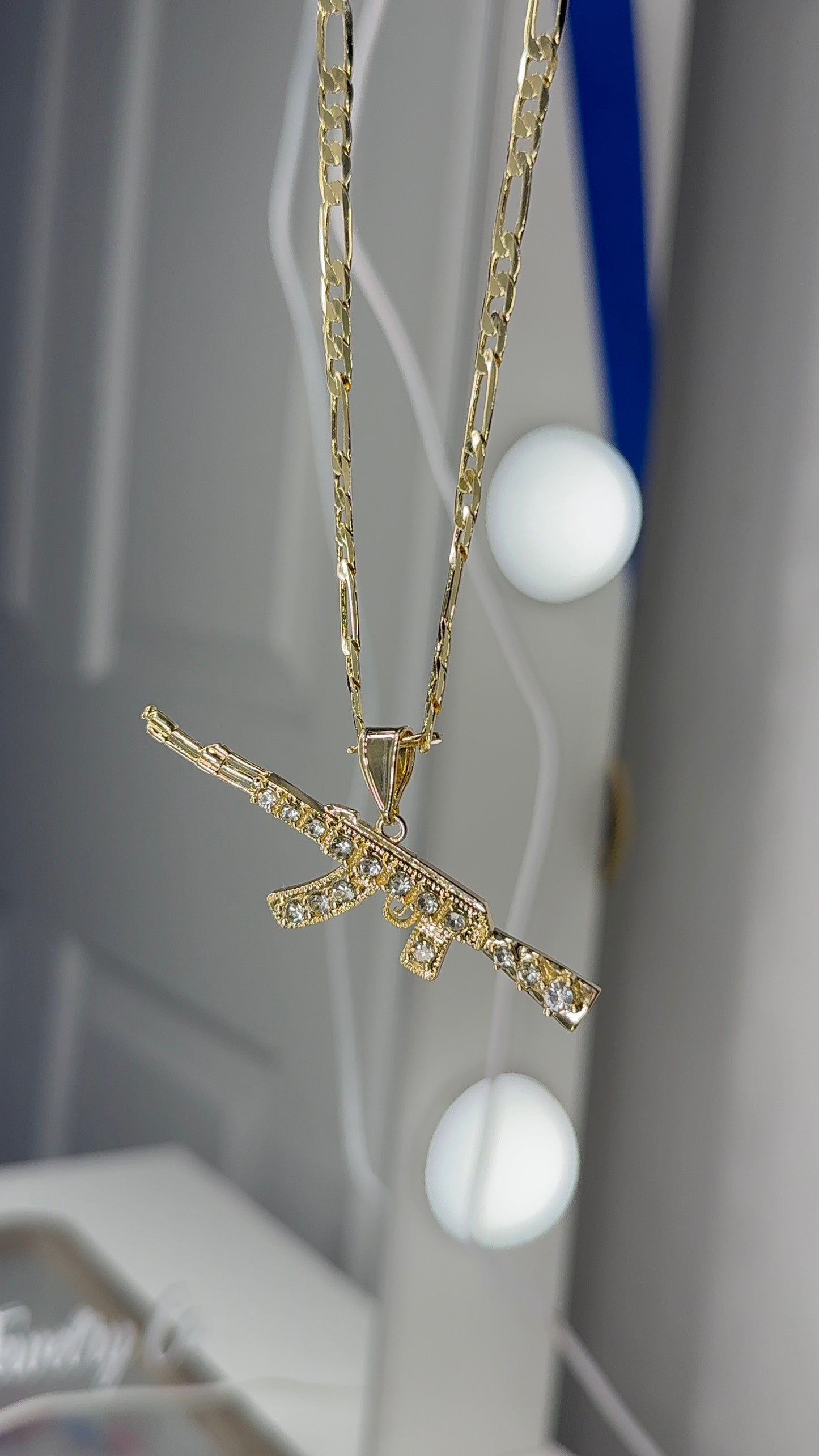 14K gold plated Pistola necklace