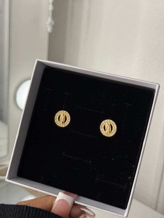 Gold plated Virgin Mary earrings