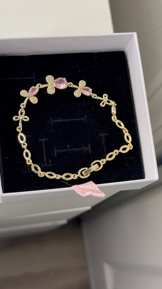 Pink flower bracelet