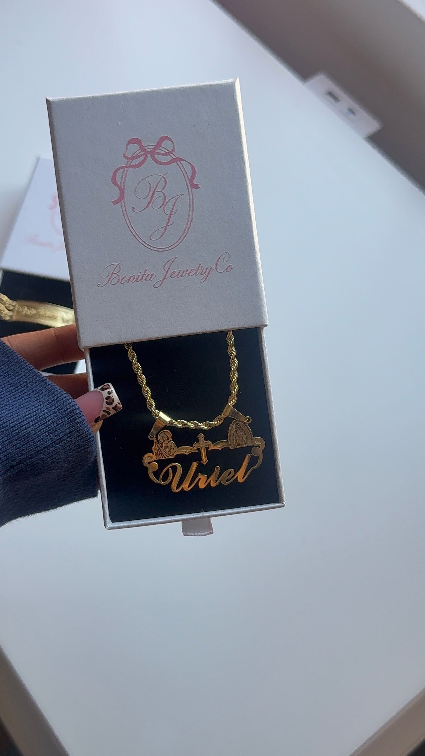 Personalized name necklace - religious sam Judas , virgencita , & Cruz Trio