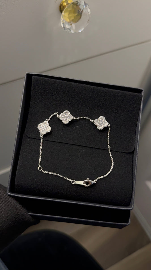 Real 925 sterling silver clover bracelet