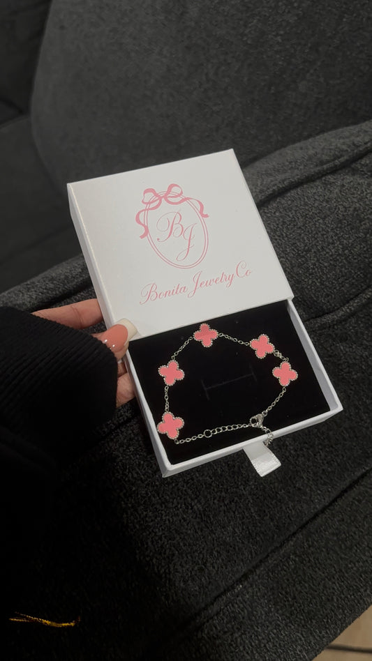Pink clover bracelet