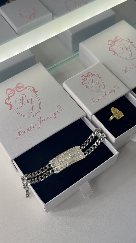 Personalized double chain name bracelet (available in silver and gold )