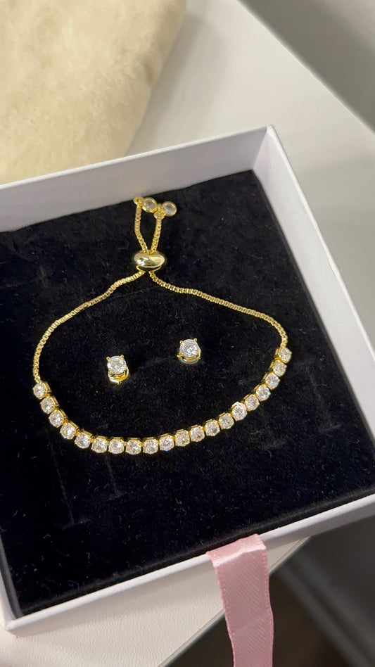 Gold bracelet & earrings set