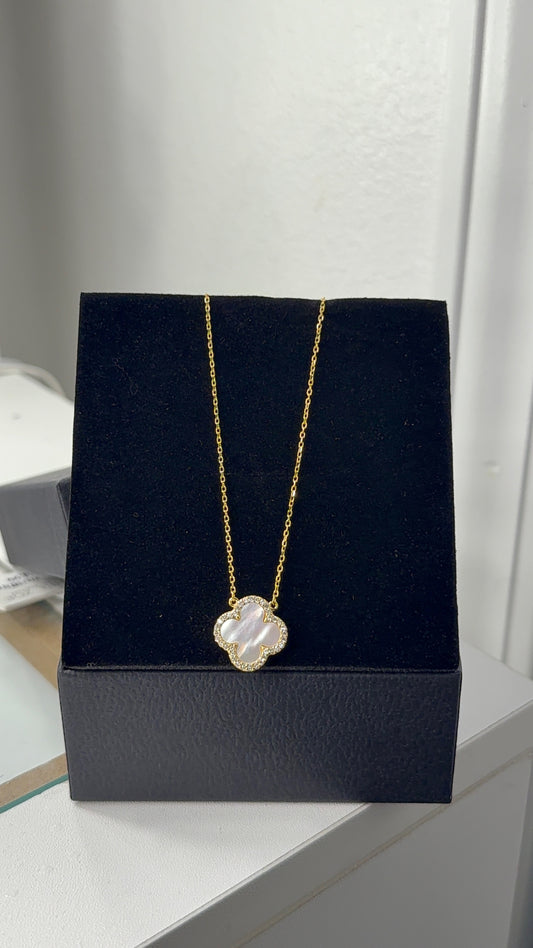 Reversible sterling silver clover necklace