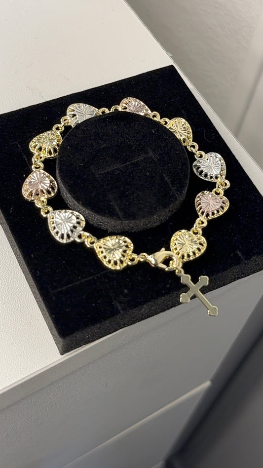 Heart rosary bracelet