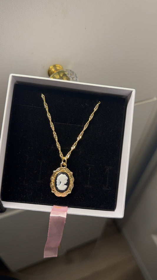 Vintage black cameo necklace