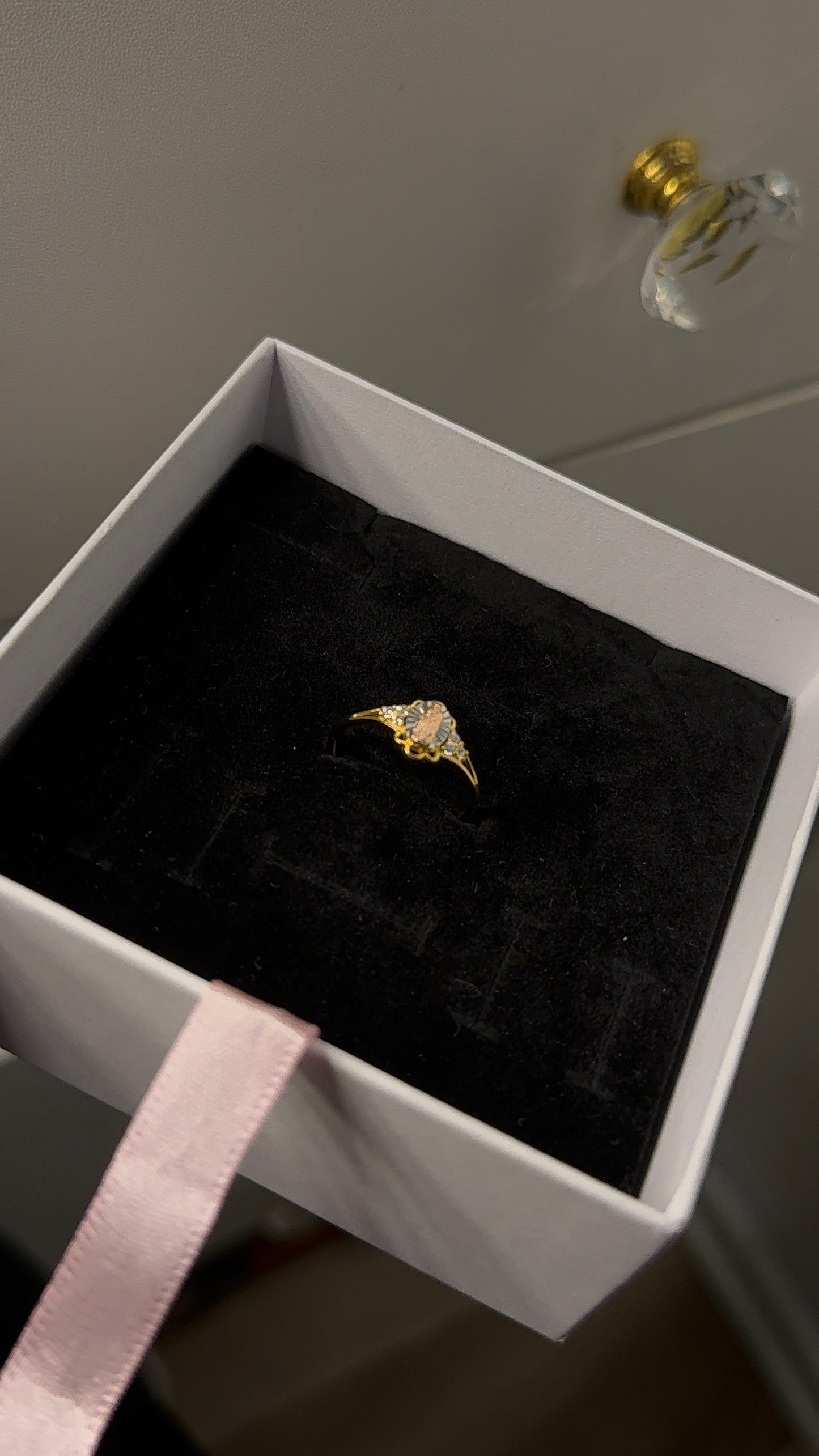 925 Sterling Silver Ring with Gold Plating – Virgin Mary Design