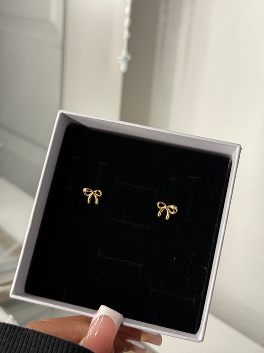 Gold plated bow earrings