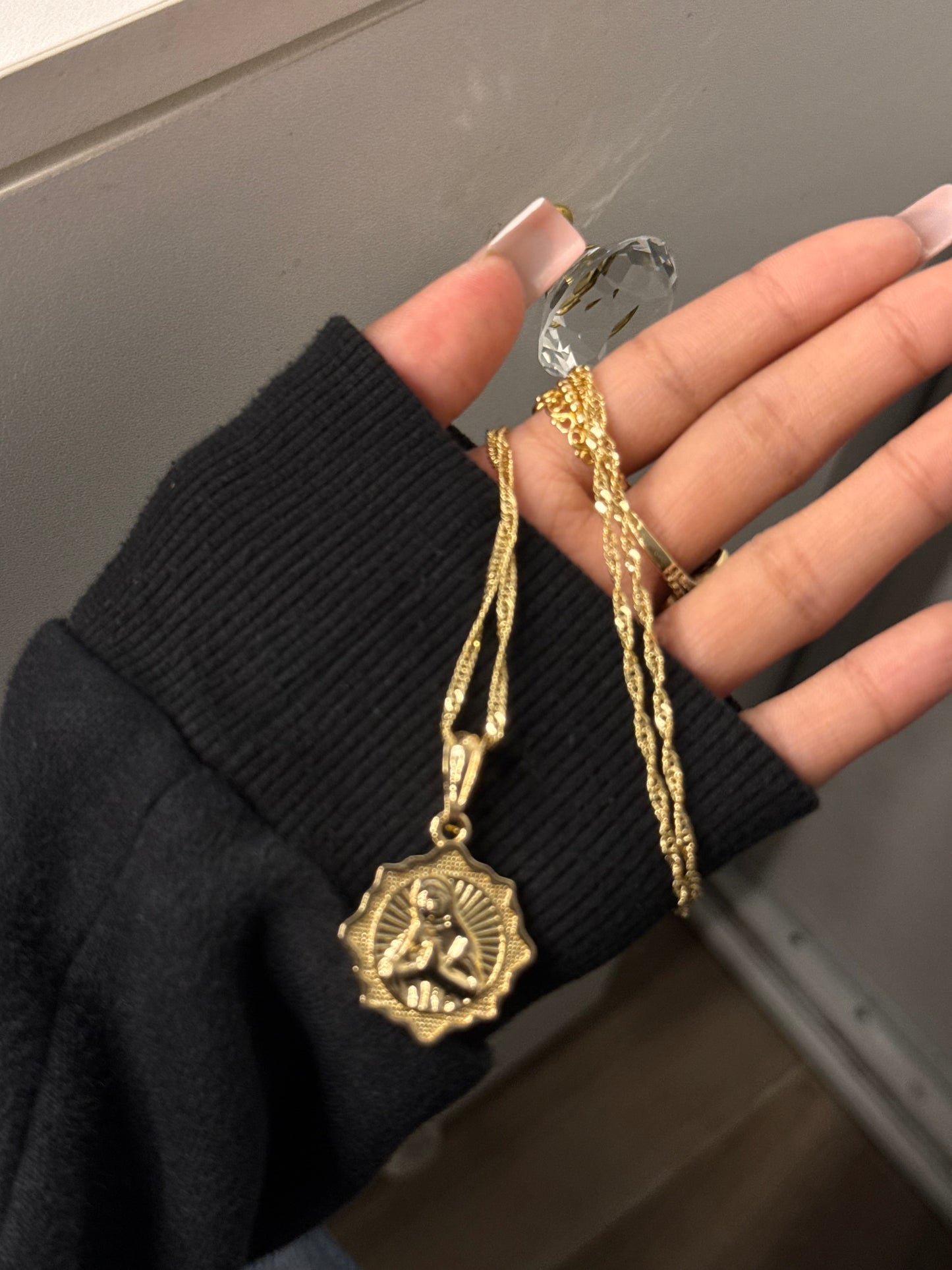14K gold plated Virgin Mary prayer pendant with necklace